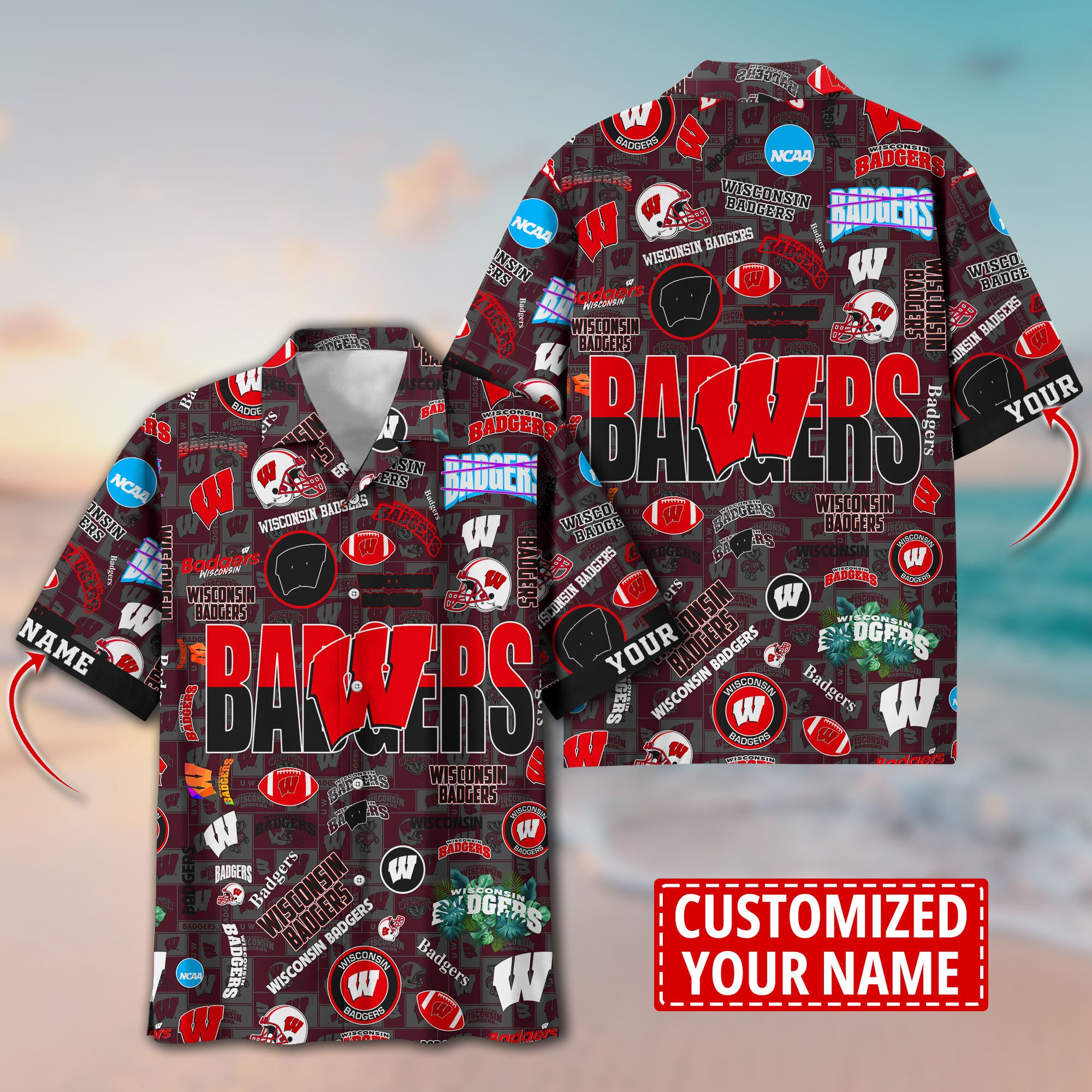 Wisconsin Badgers Aloha Shirt Trending Summer. Custom Summer Football Shirts H58593