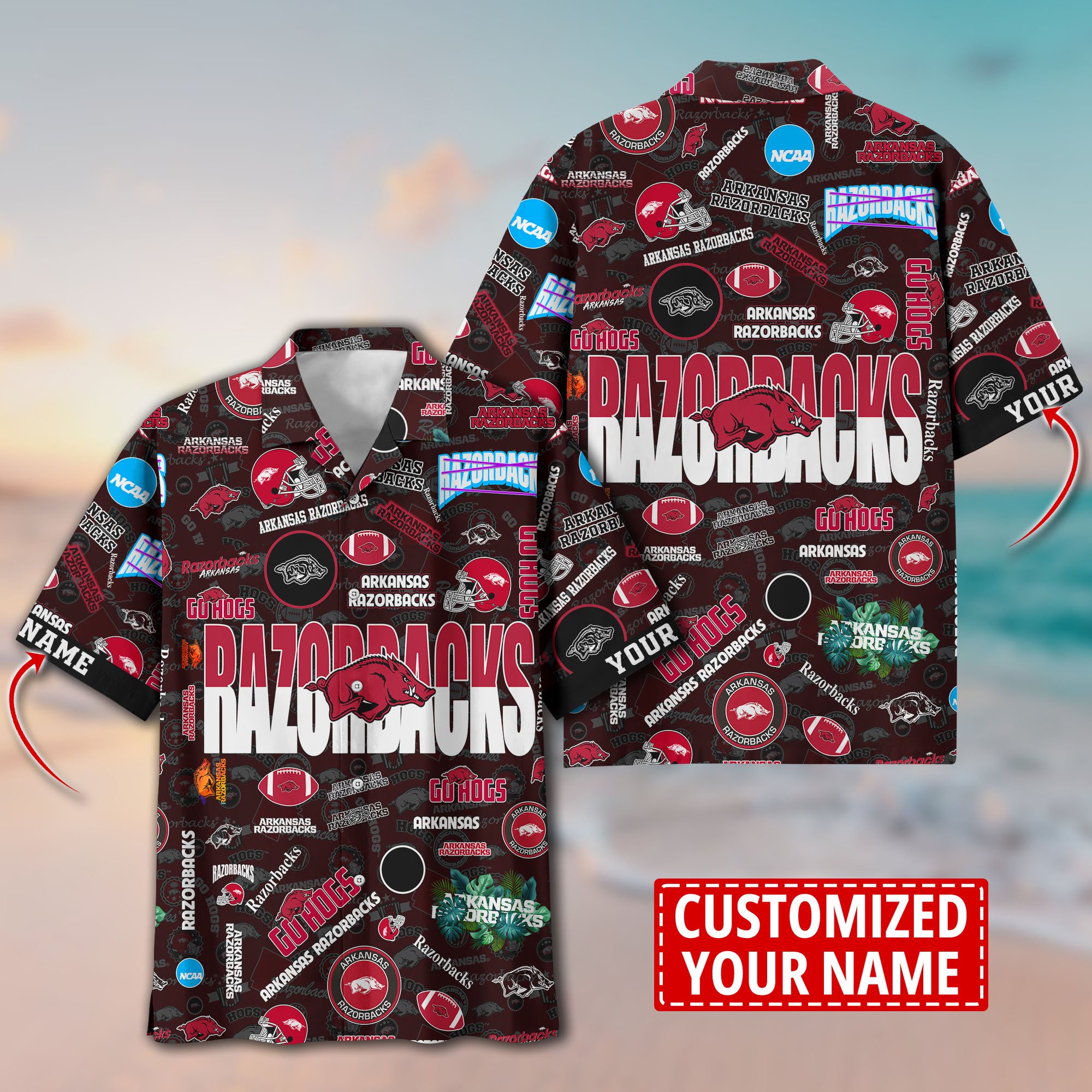 Arkansas Razorbacks Aloha Shirt Trending Summer. Custom Summer Football Shirts H58593