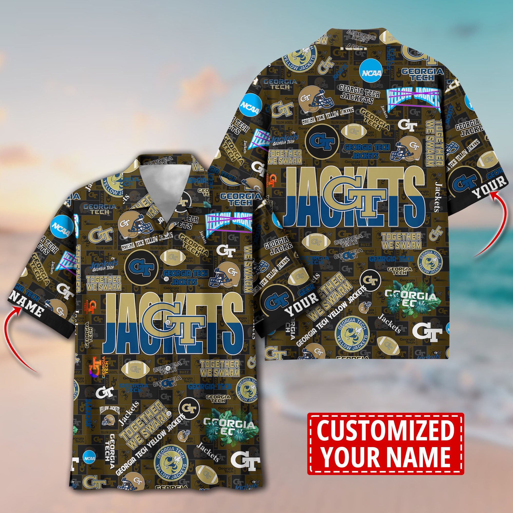 Georgia Tech Yellow Jackets Aloha Shirt Trending Summer. Custom Summer Football Shirts H58593