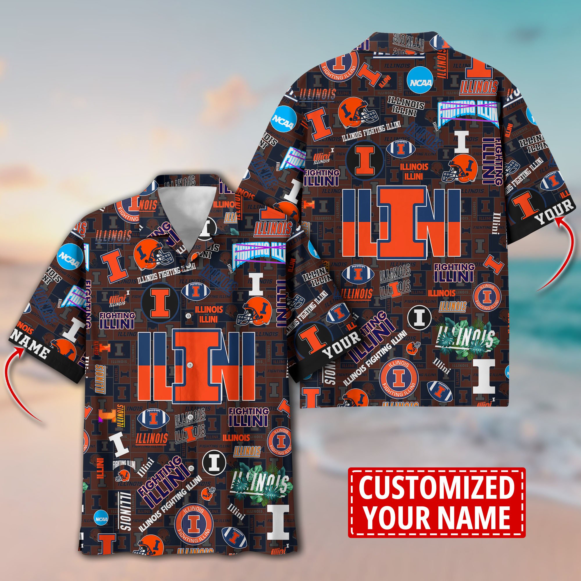 Illinois Fighting Illini Aloha Shirt Trending Summer. Custom Summer Football Shirts H58593