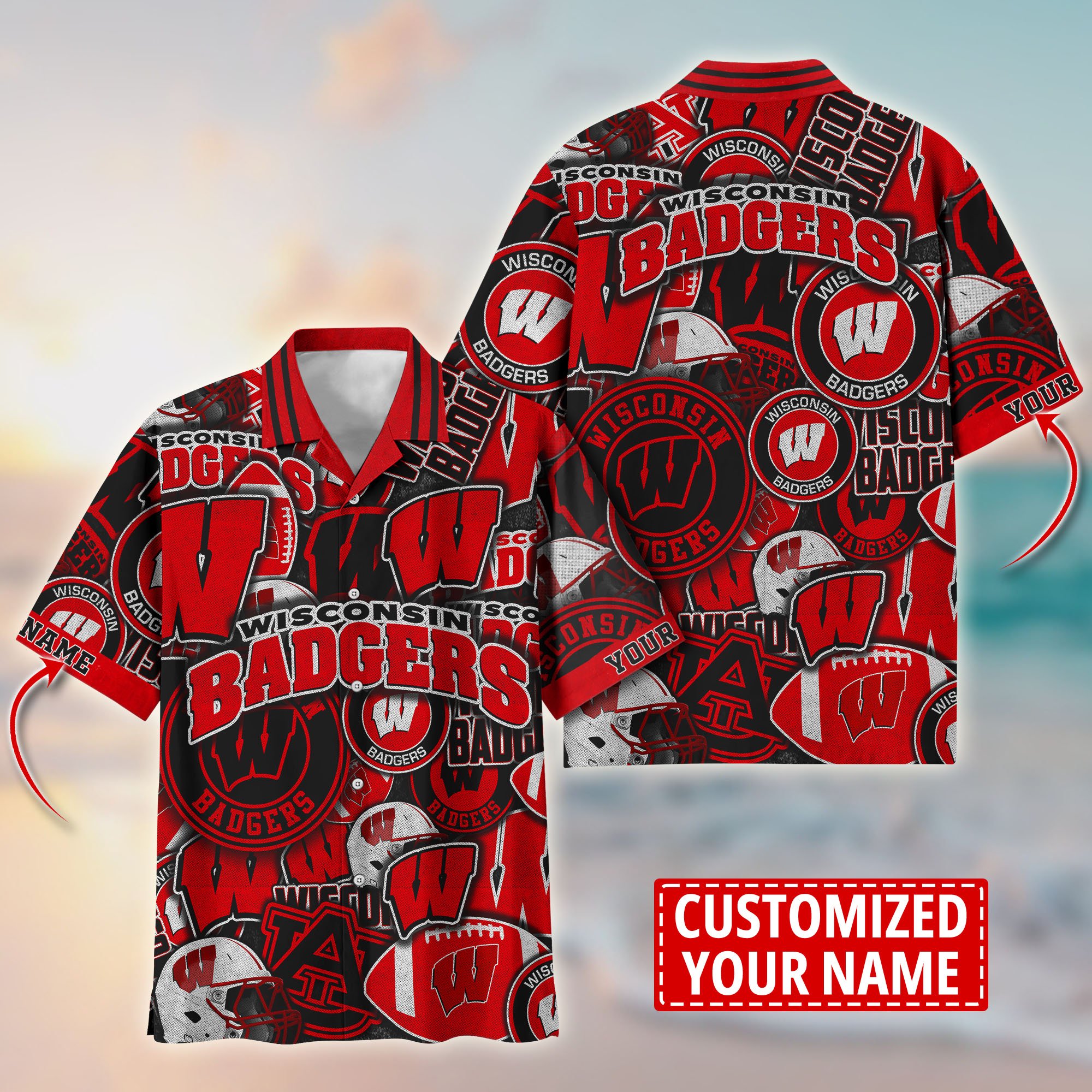 Wisconsin Badgers Customize Flower Hawaii Shirt For Fans, Summer Football Shirts TT58600