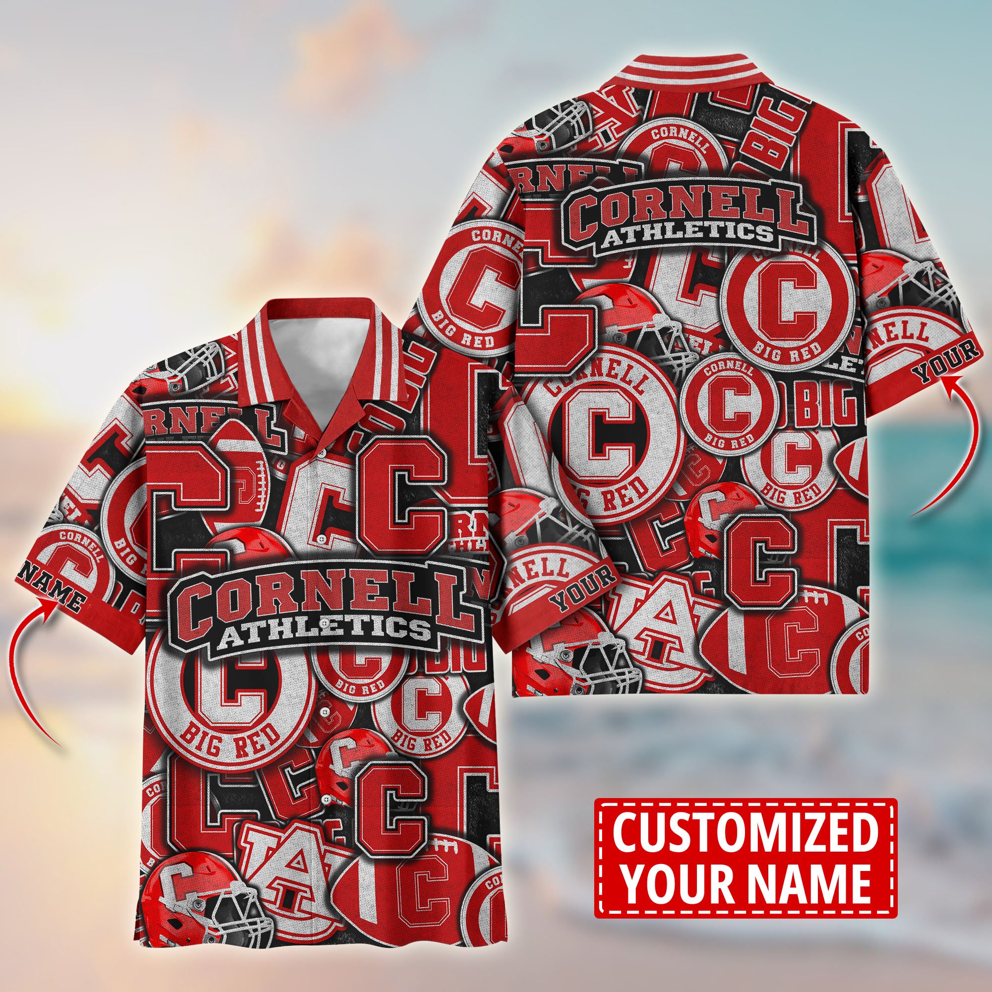 Cornell Big Red Customize Flower Hawaii Shirt For Fans, Summer Football Shirts TT58600