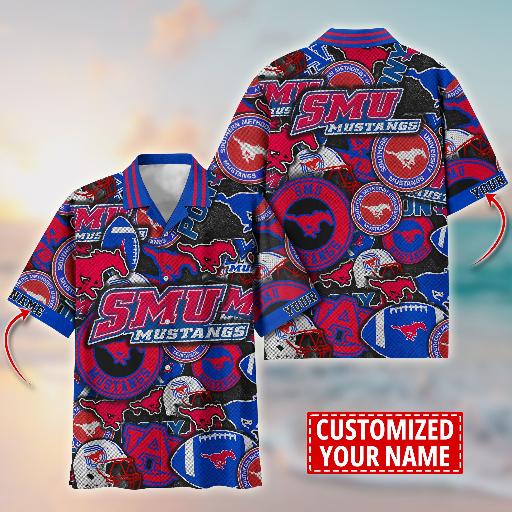 SMU Mustangs Customize Flower Hawaii Shirt For Fans, Summer Football Shirts TT58600