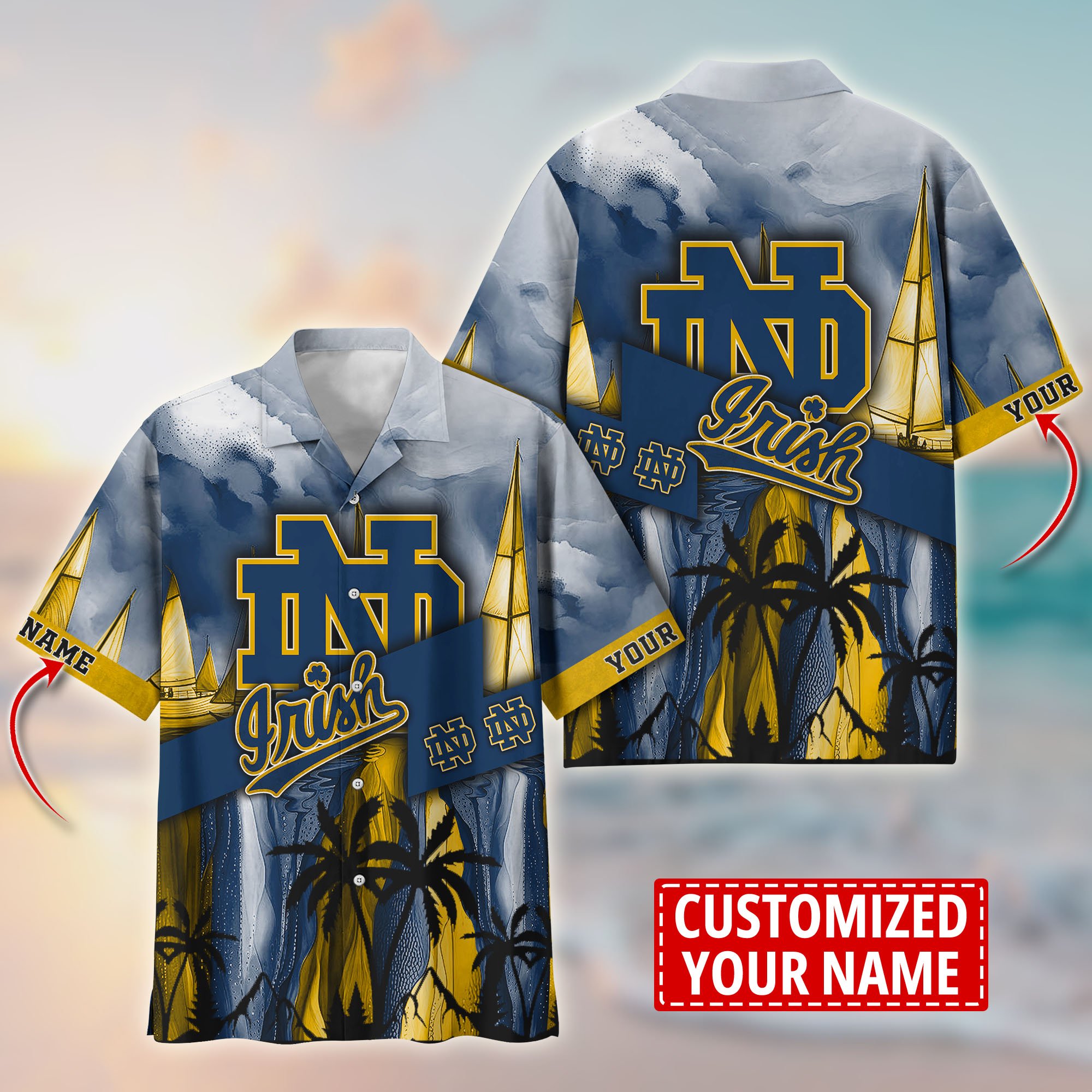 Notre Dame Fighting Irish Aloha Shirt Trending Summer. Custom Summer Football Shirts T58603