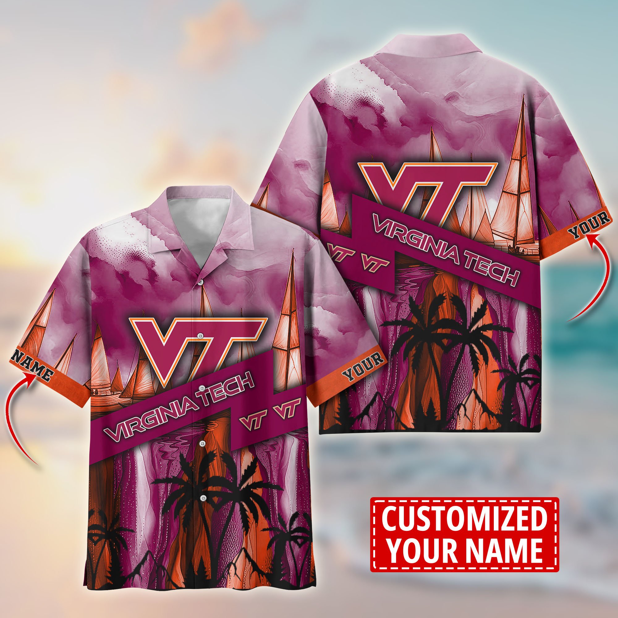 Virginia Tech Hokies Aloha Shirt Trending Summer. Custom Summer Football Shirts T58603