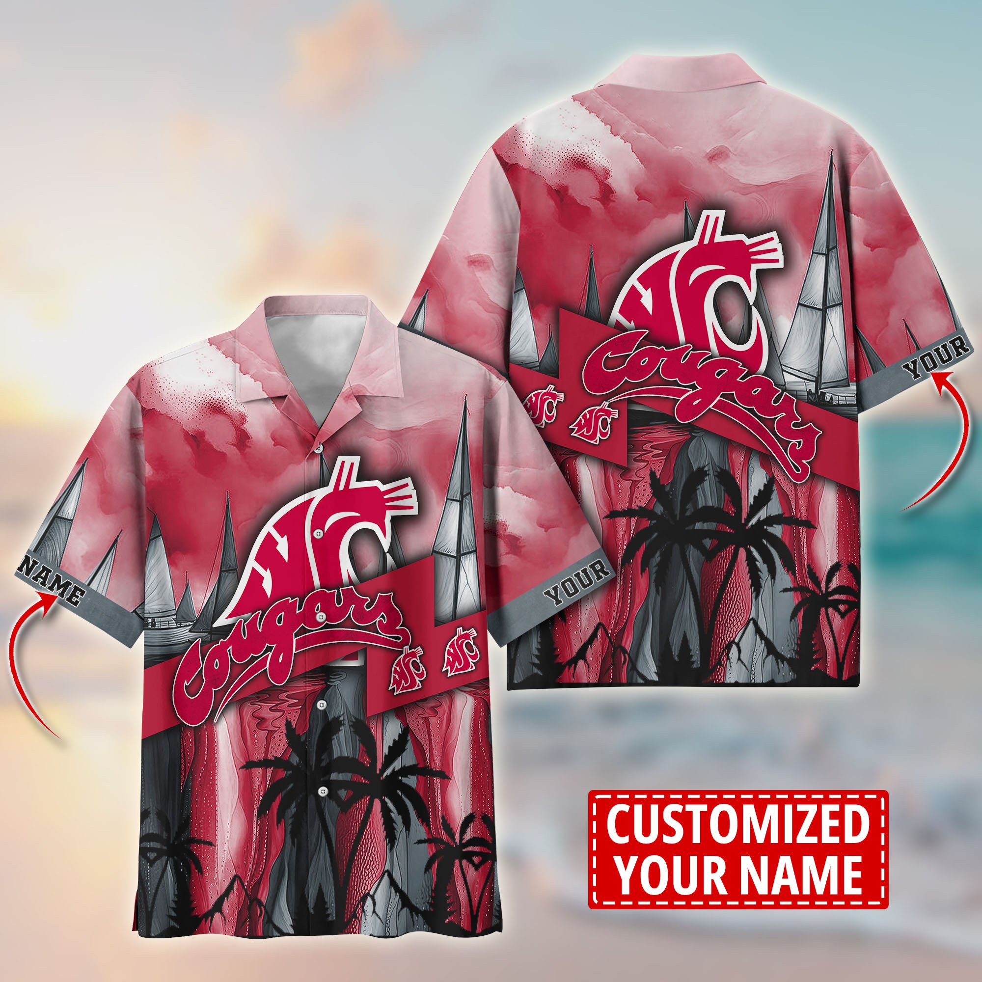 Washington State Cougars Aloha Shirt Trending Summer. Custom Summer Football Shirts T58603