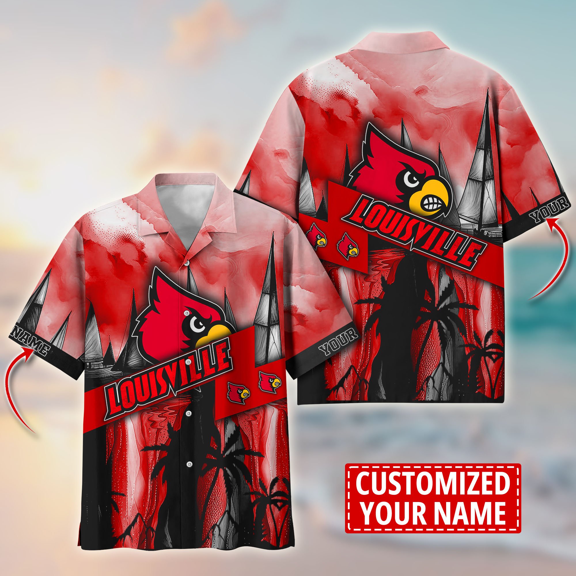 Louisville Cardinals Aloha Shirt Trending Summer. Custom Summer Football Shirts T58603