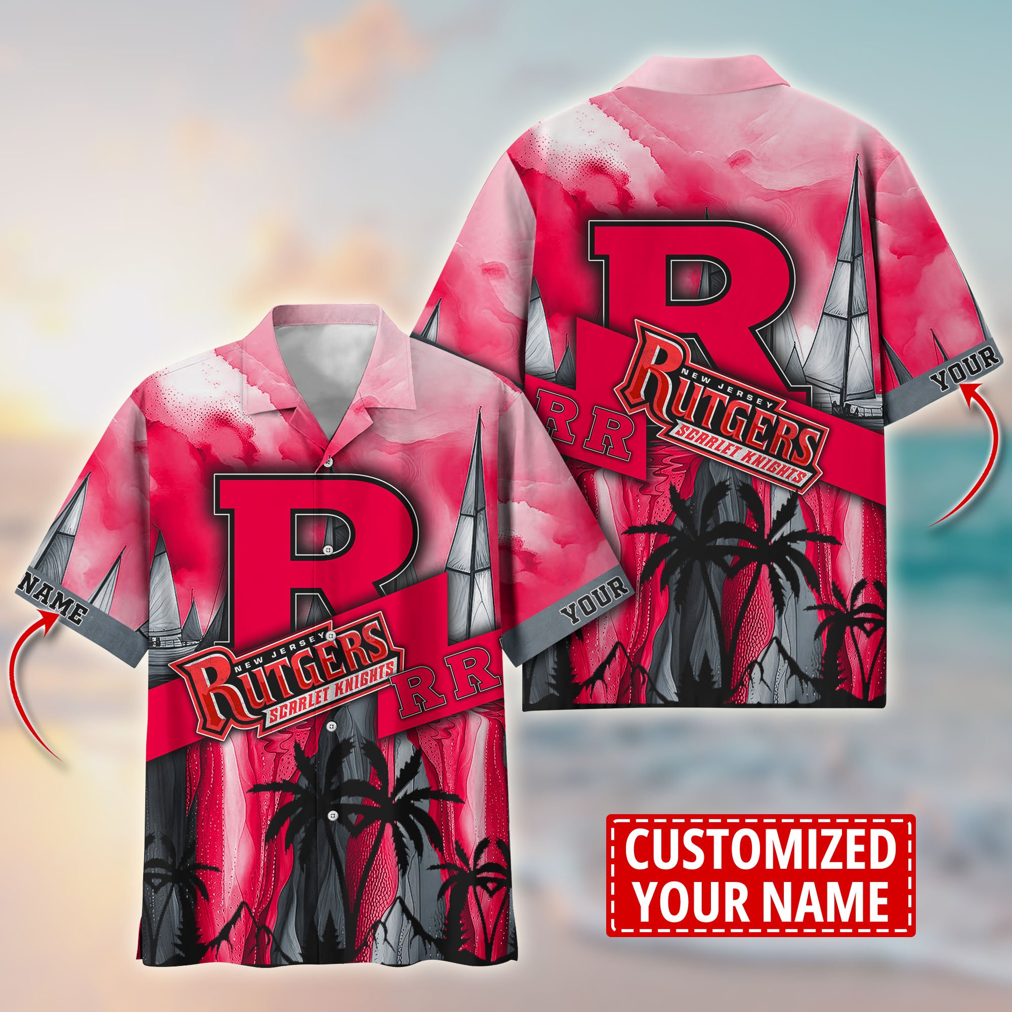 Rutgers Scarlet Knights Aloha Shirt Trending Summer. Custom Summer Football Shirts T58603