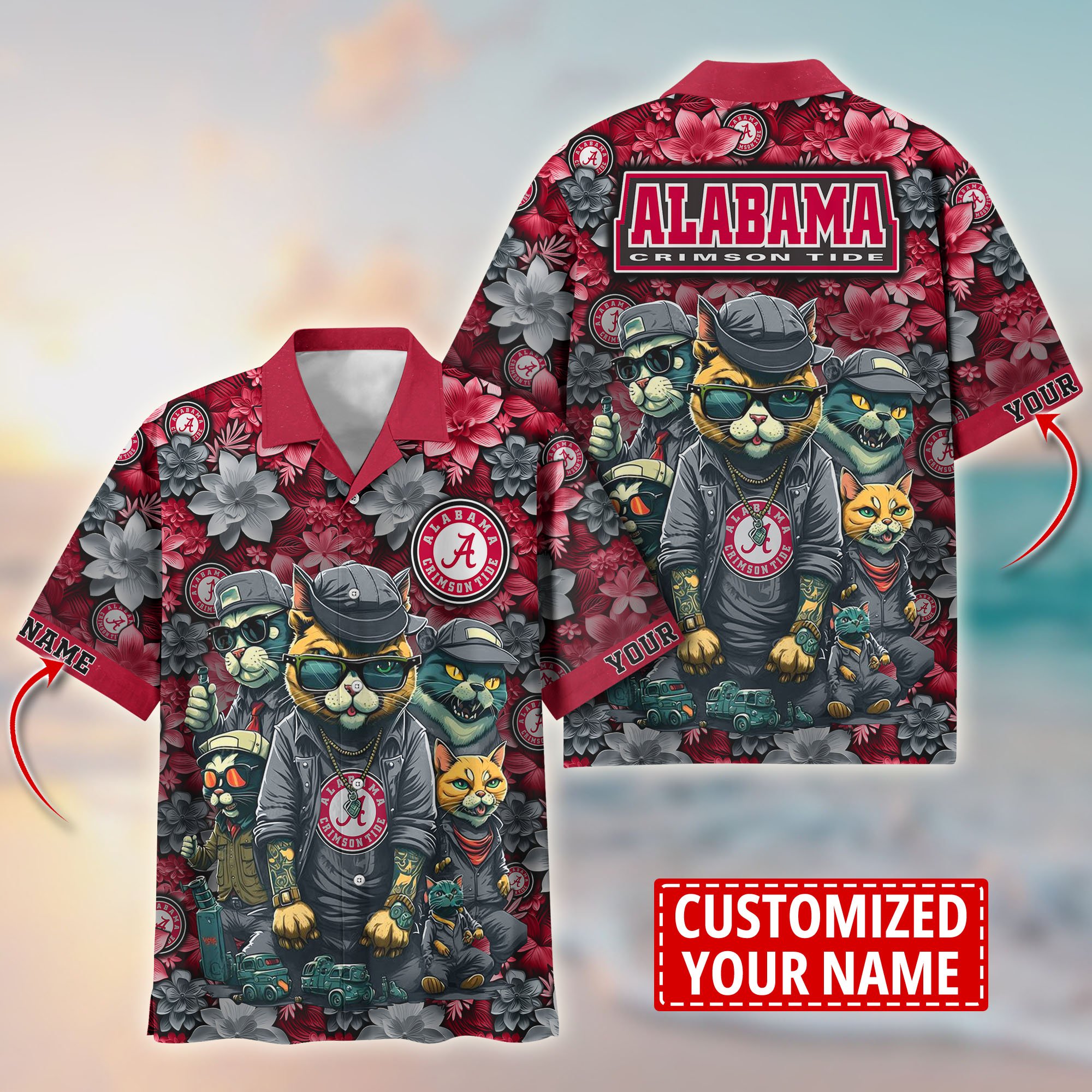 Alabama Crimson Tide Custom Flower Hawaii Shirt And Tshirt For Fans, Summer Football Shirts TT58727