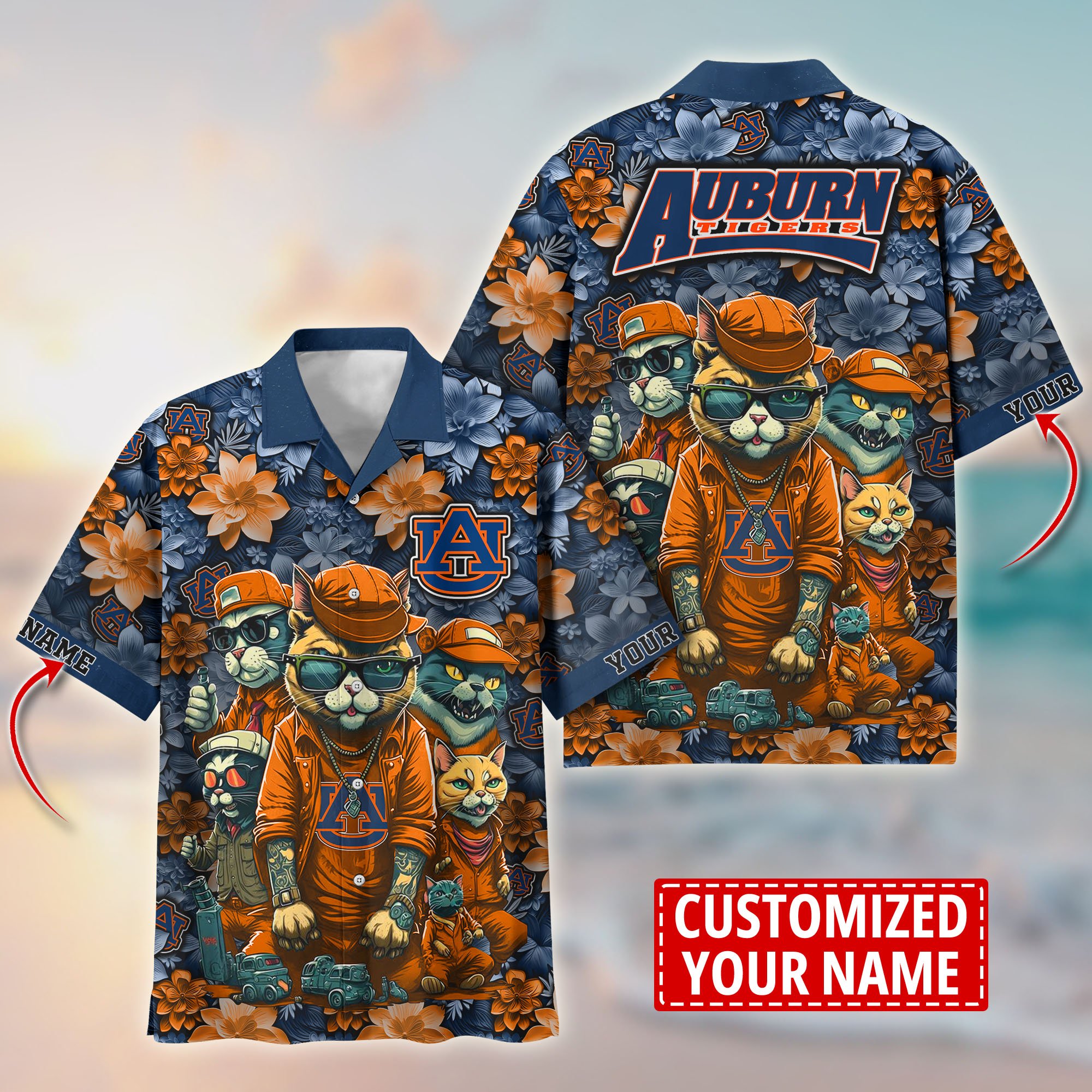 Auburn Tigers Custom Flower Hawaii Shirt And Tshirt For Fans, Summer Football Shirts TT58727