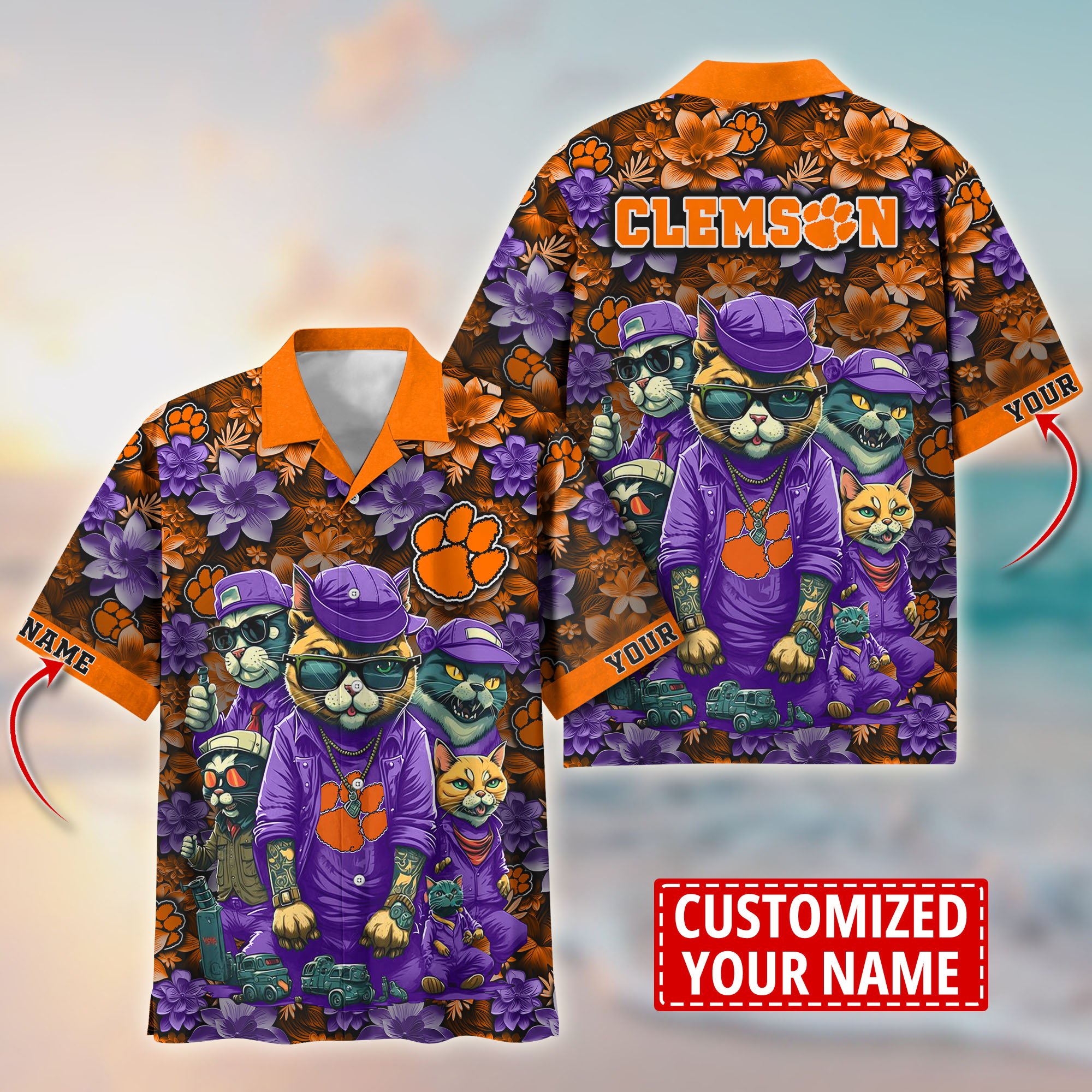 Clemson Tigers Custom Flower Hawaii Shirt And Tshirt For Fans, Summer Football Shirts TT58727