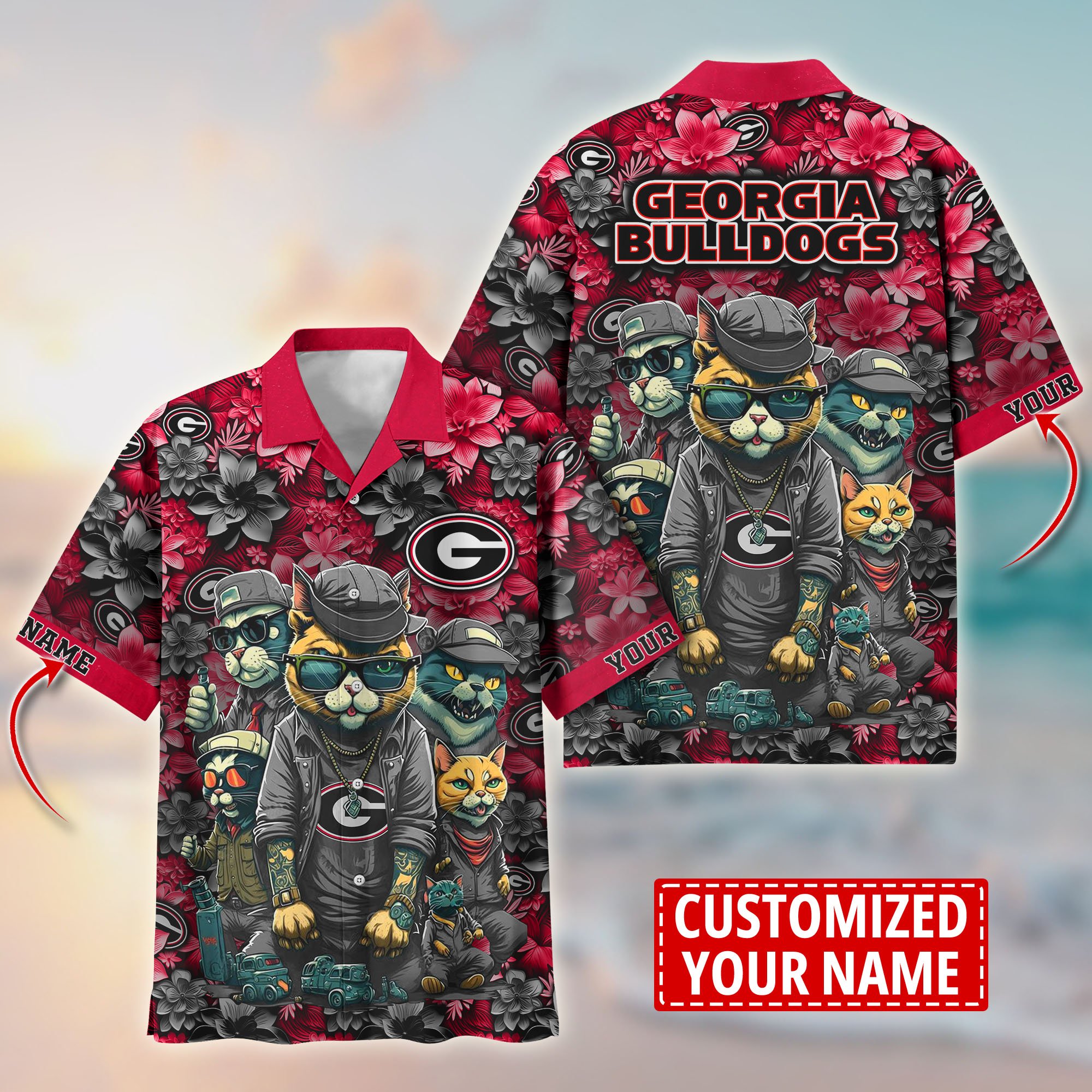 Georgia Bulldogs Custom Flower Hawaii Shirt And Tshirt For Fans, Summer Football Shirts TT58727