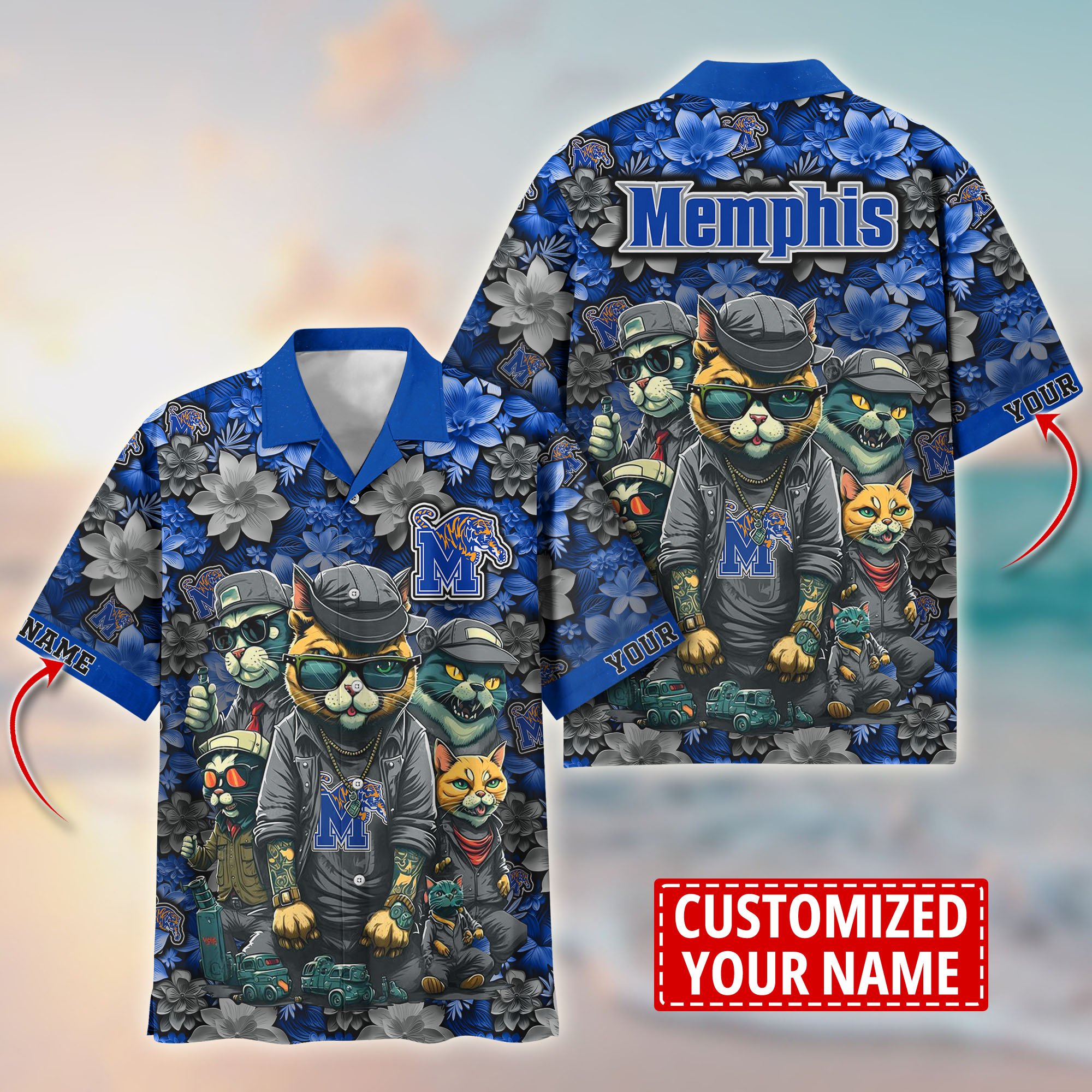 Memphis Tigers Custom Flower Hawaii Shirt And Tshirt For Fans, Summer Football Shirts TT58727