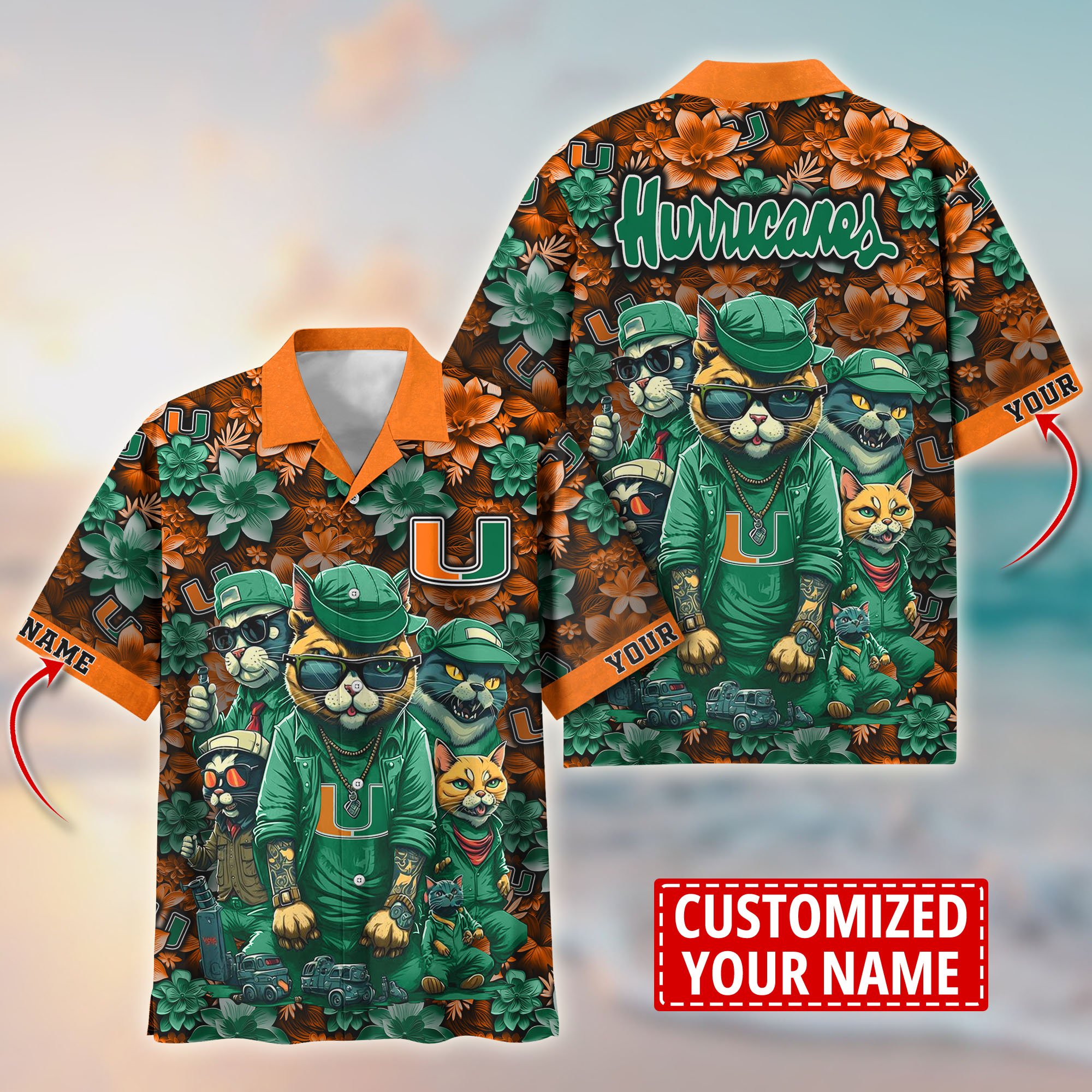 Miami Hurricanes Custom Flower Hawaii Shirt And Tshirt For Fans, Summer Football Shirts TT58727