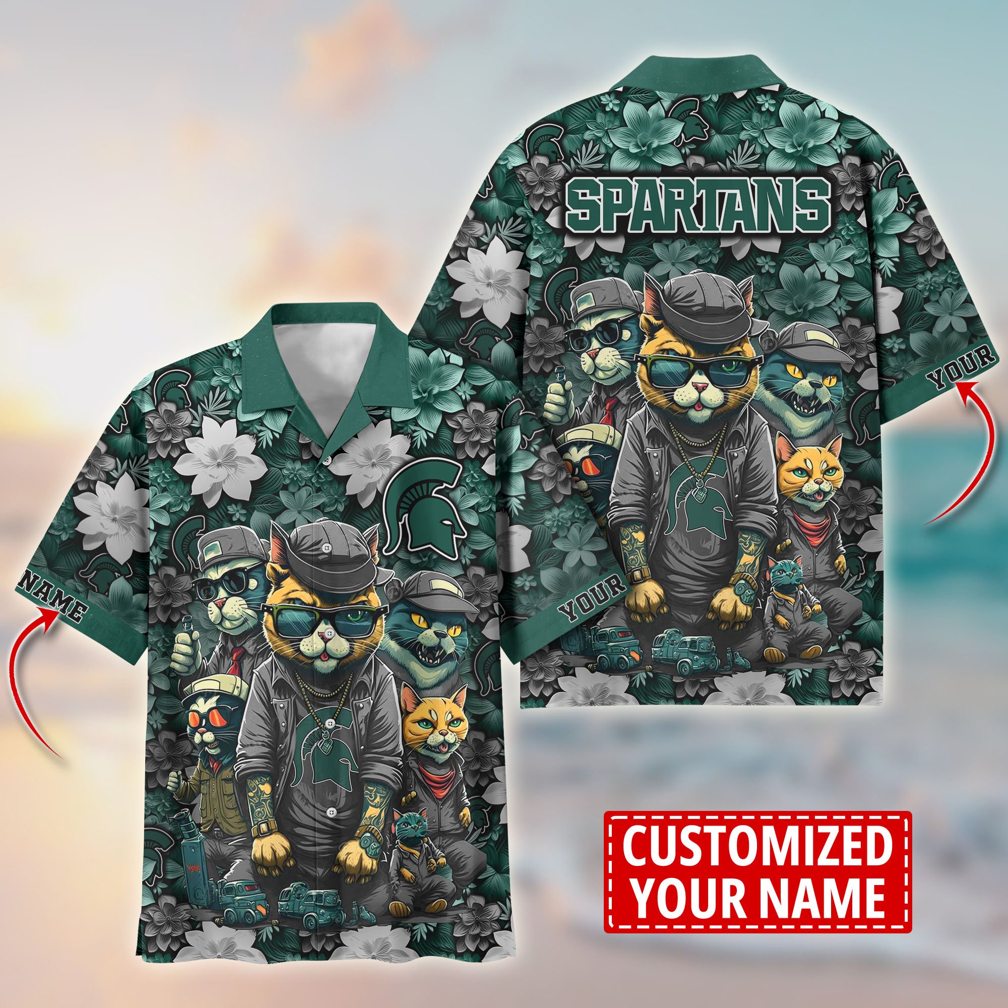 Michigan State Spartans Custom Flower Hawaii Shirt And Tshirt For Fans, Summer Football Shirts TT58727