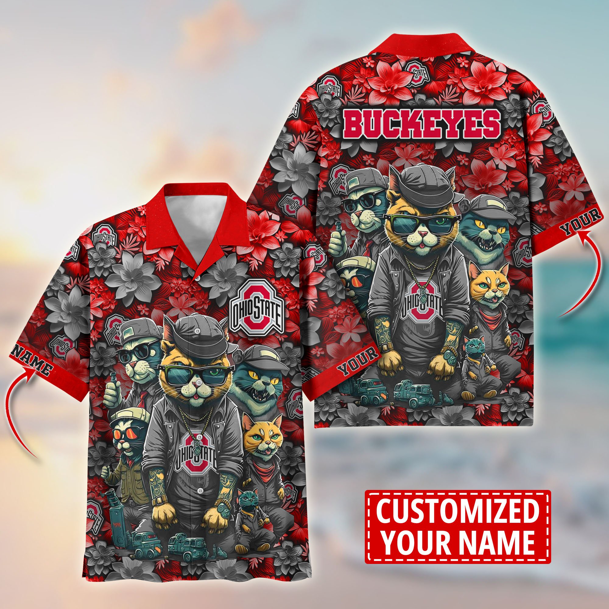 Ohio State Buckeyes Custom Flower Hawaii Shirt And Tshirt For Fans, Summer Football Shirts TT58727