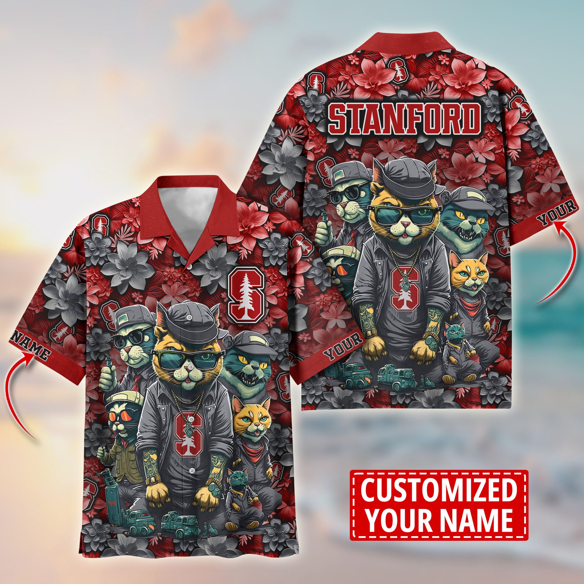 Stanford Cardinal Custom Flower Hawaii Shirt And Tshirt For Fans, Summer Football Shirts TT58727