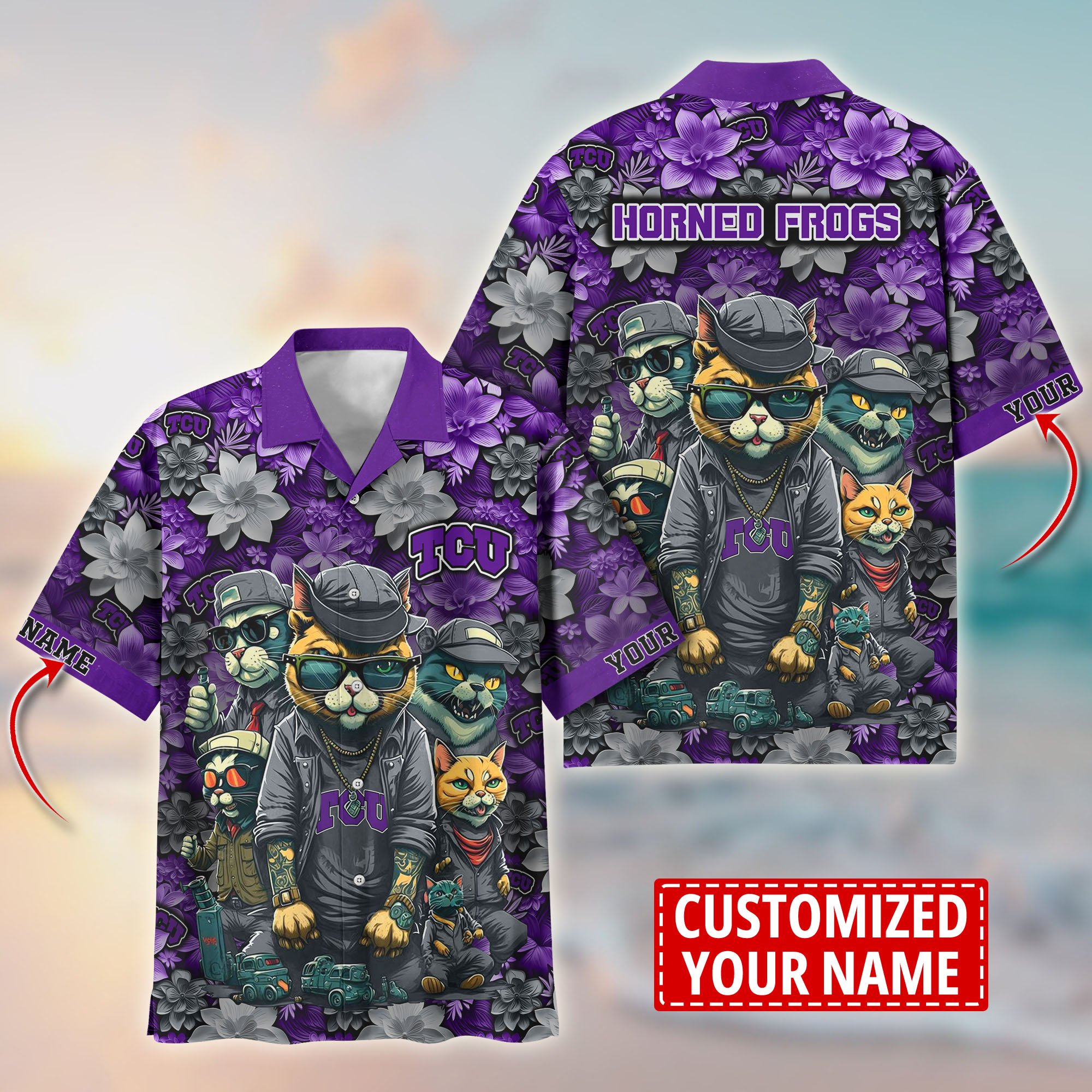 TCU Horned Frogs Custom Flower Hawaii Shirt And Tshirt For Fans, Summer Football Shirts TT58727