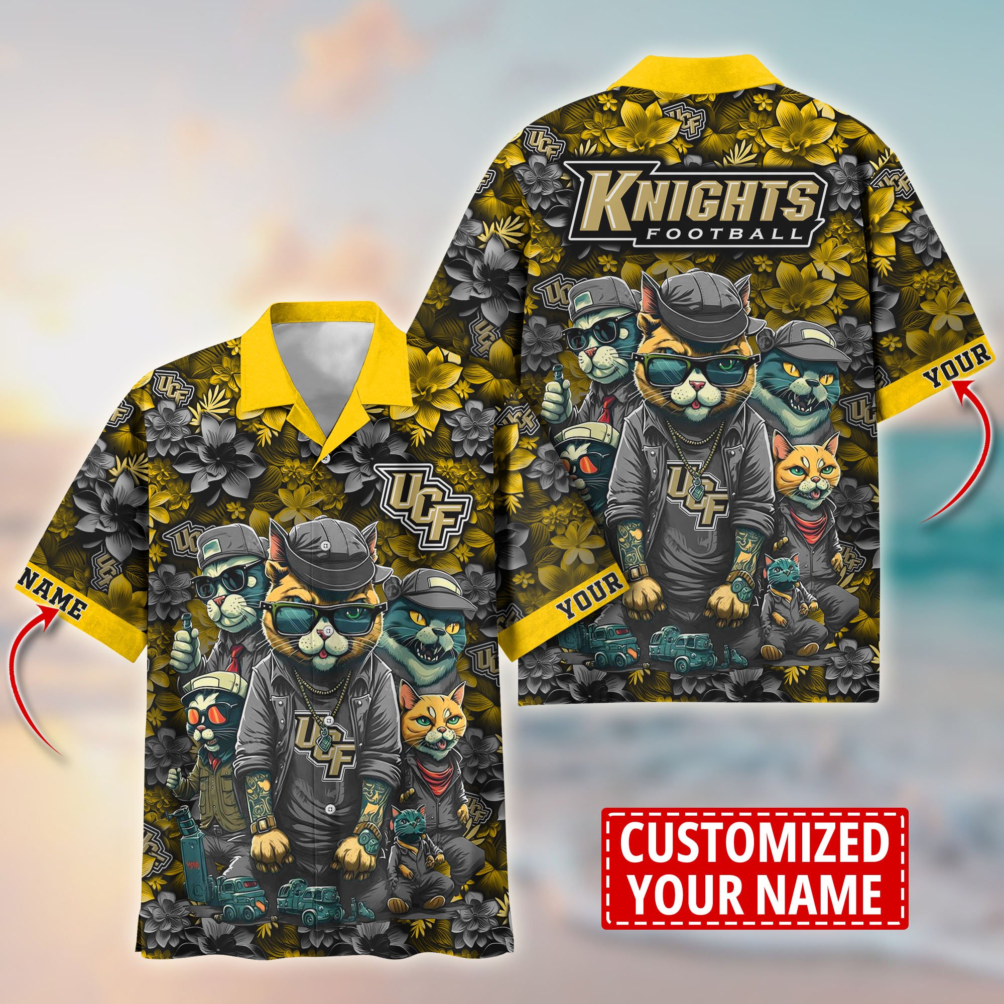 UCF Knights Custom Flower Hawaii Shirt And Tshirt For Fans, Summer Football Shirts TT58727