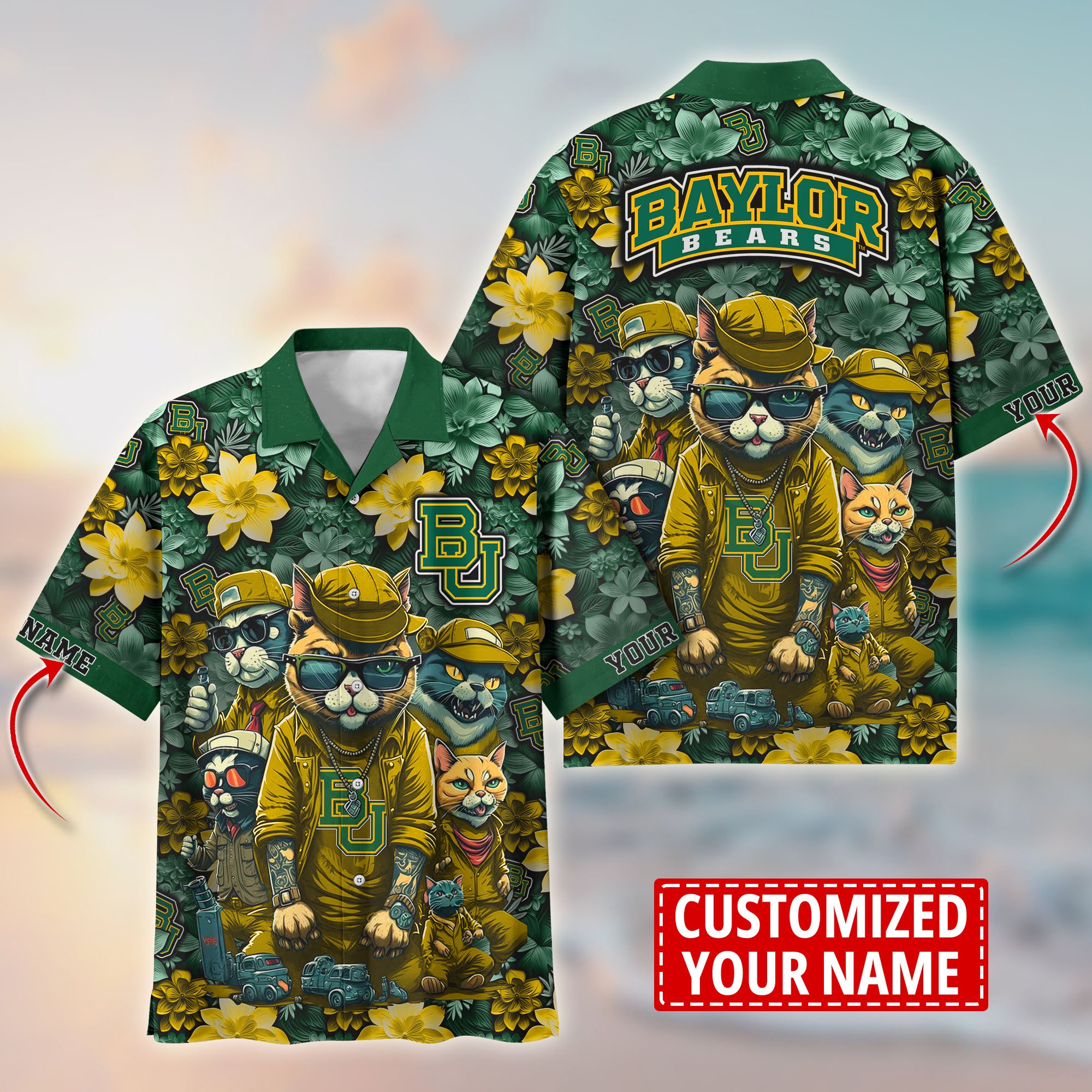 Baylor Bears Custom Flower Hawaii Shirt And Tshirt For Fans, Summer Football Shirts TT58727