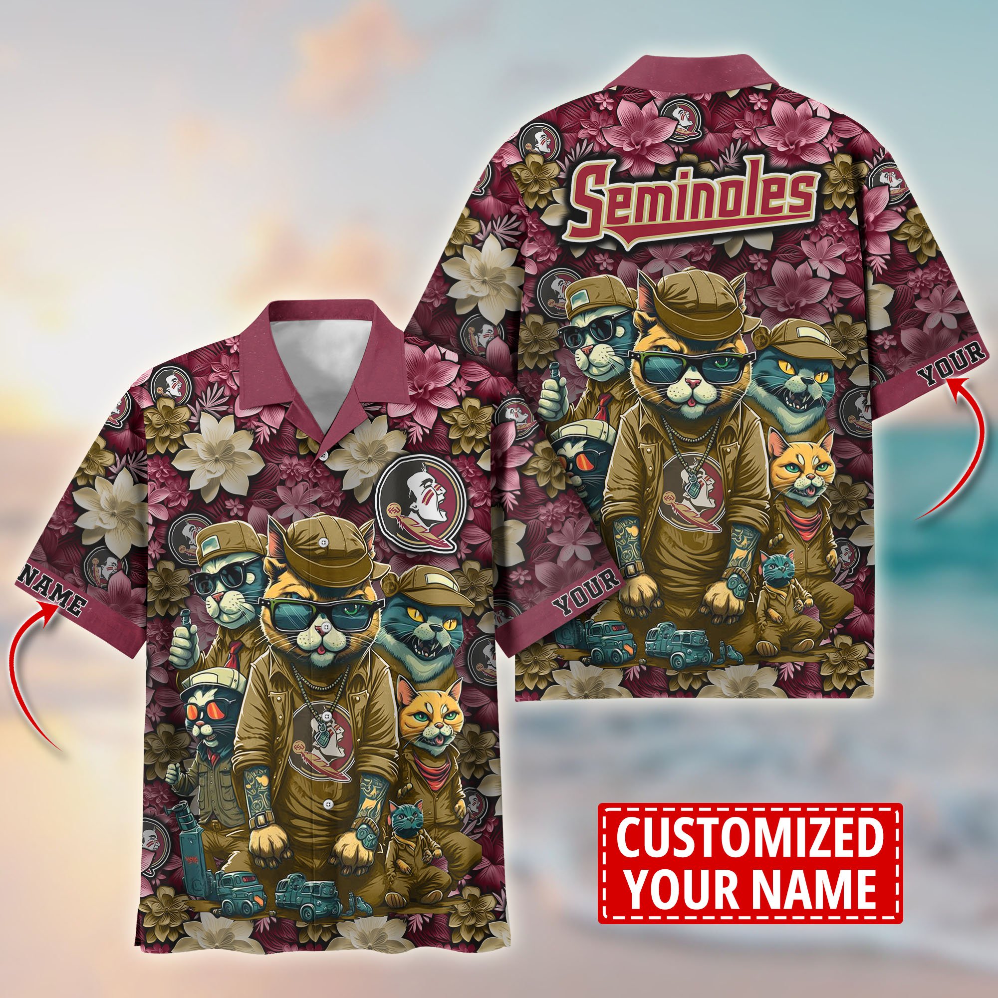 Florida State Seminoles Custom Flower Hawaii Shirt And Tshirt For Fans, Summer Football Shirts TT58727