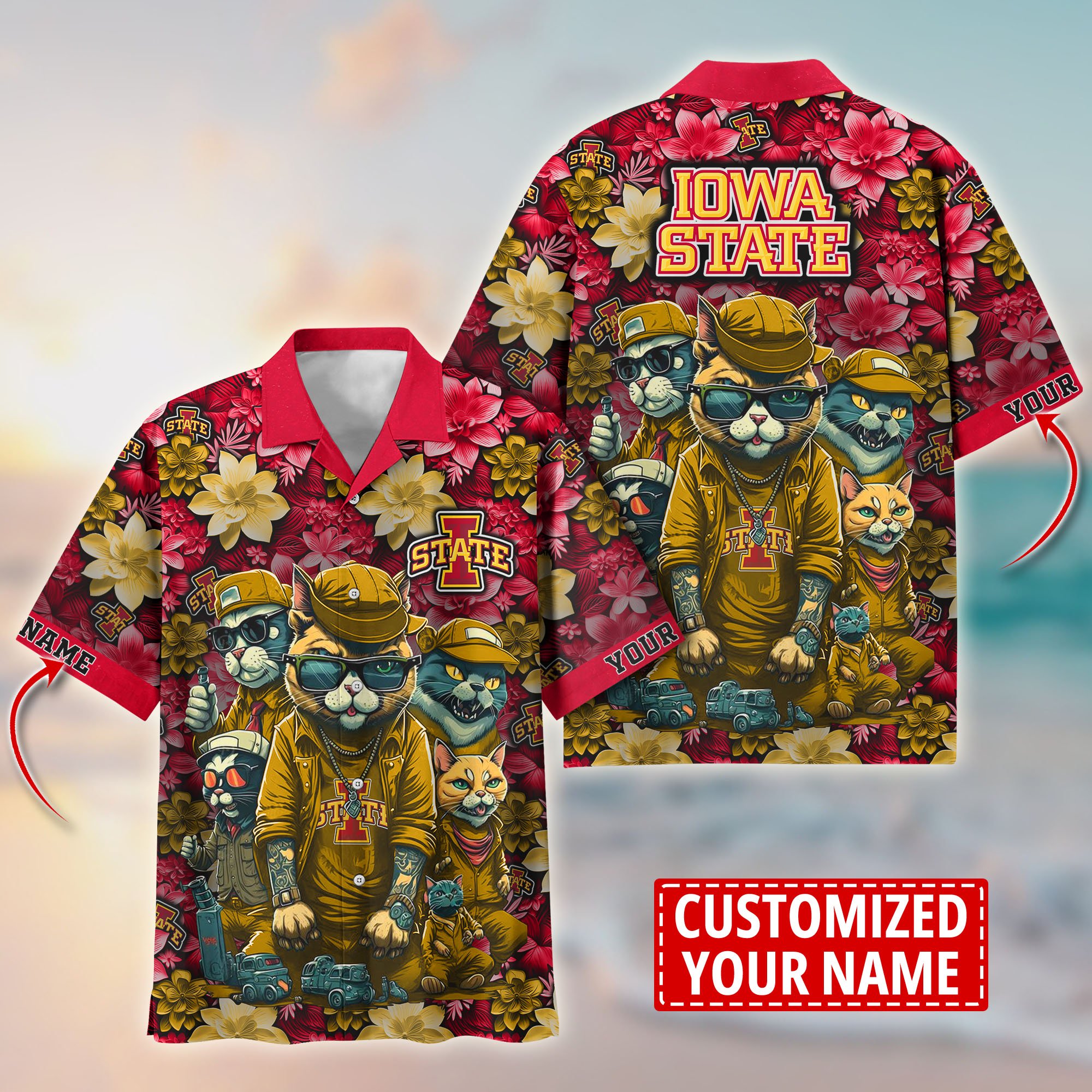 Iowa State Cyclones Custom Flower Hawaii Shirt And Tshirt For Fans, Summer Football Shirts TT58727