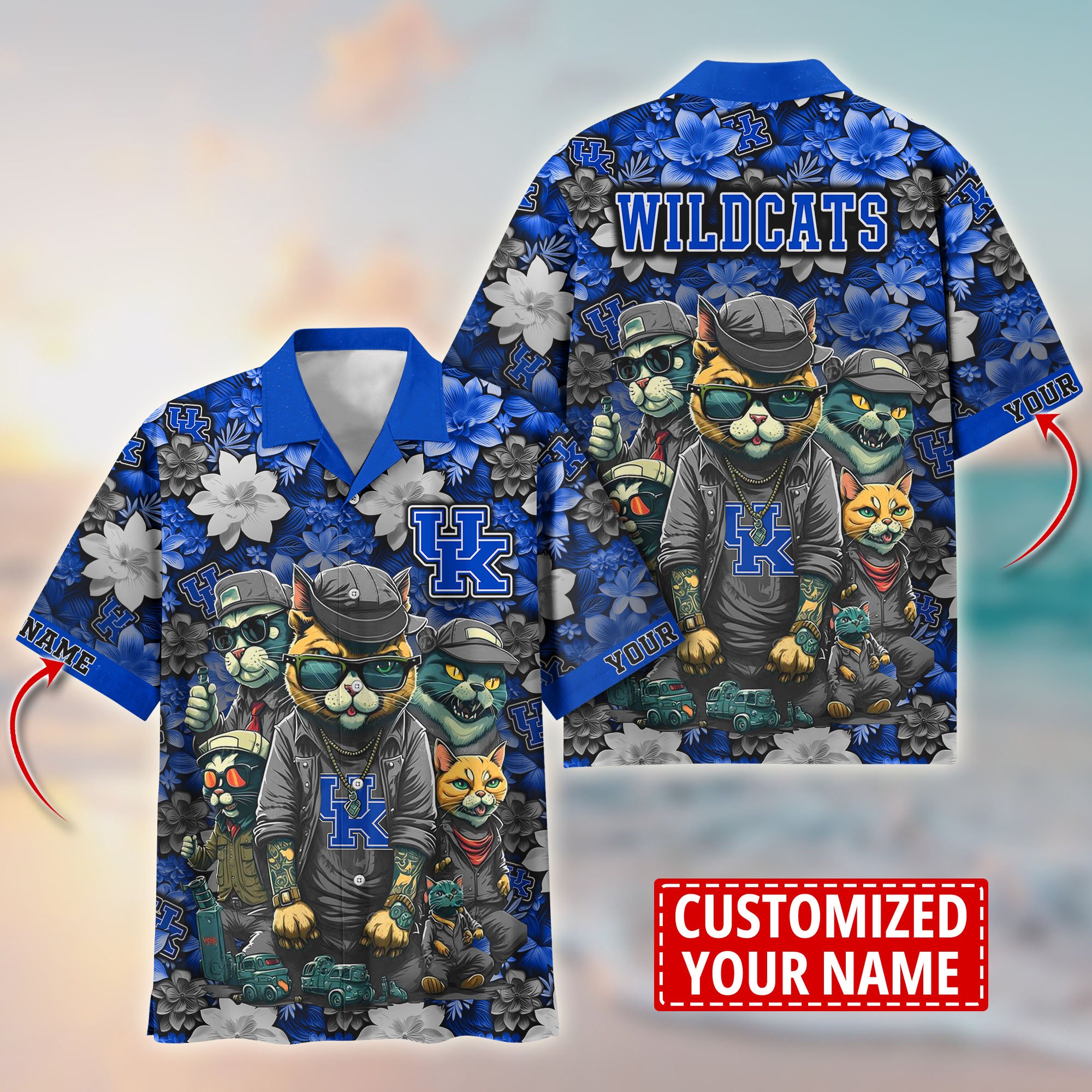 Kentucky Wildcats Custom Flower Hawaii Shirt And Tshirt For Fans, Summer Football Shirts TT58727