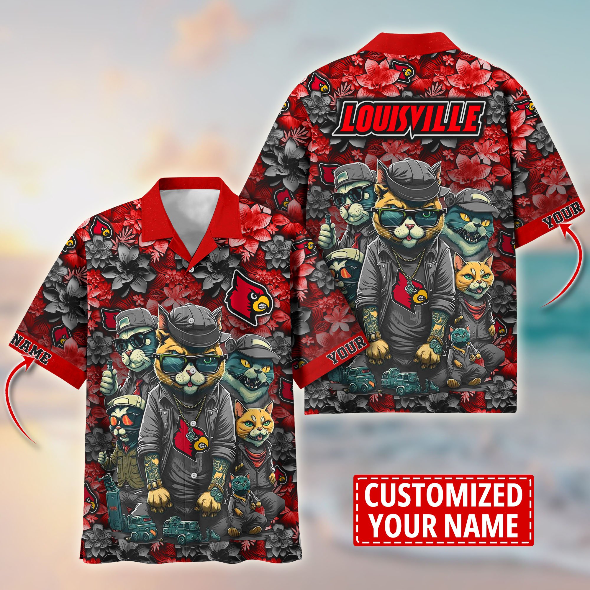 Louisville Cardinals Custom Flower Hawaii Shirt And Tshirt For Fans, Summer Football Shirts TT58727