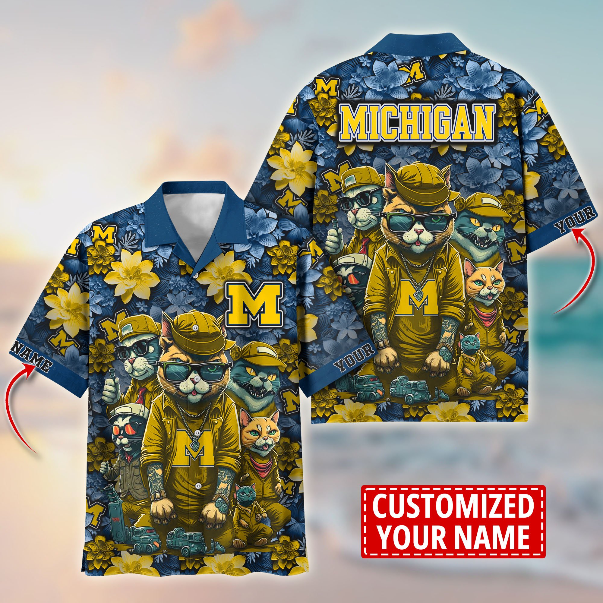 Michigan Wolverines Custom Flower Hawaii Shirt And Tshirt For Fans, Summer Football Shirts TT58727