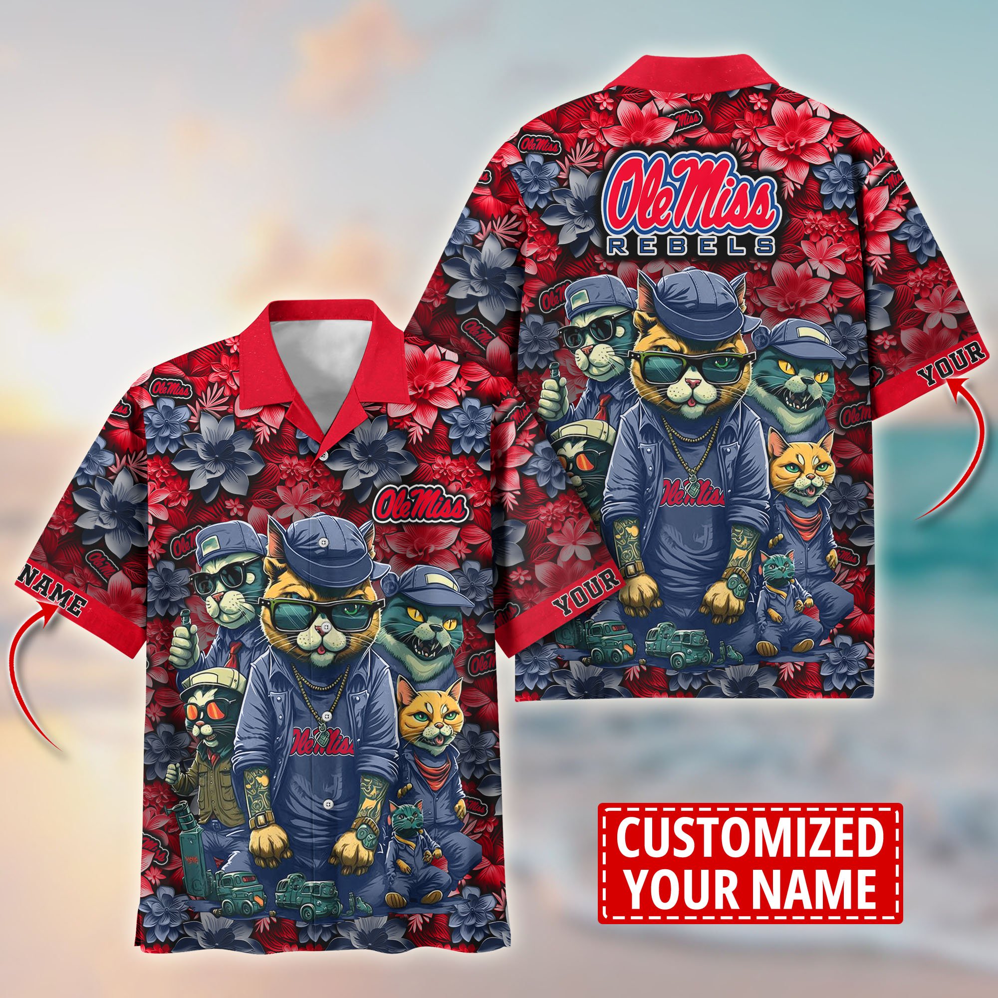 Ole Miss Rebels Custom Flower Hawaii Shirt And Tshirt For Fans, Summer Football Shirts TT58727