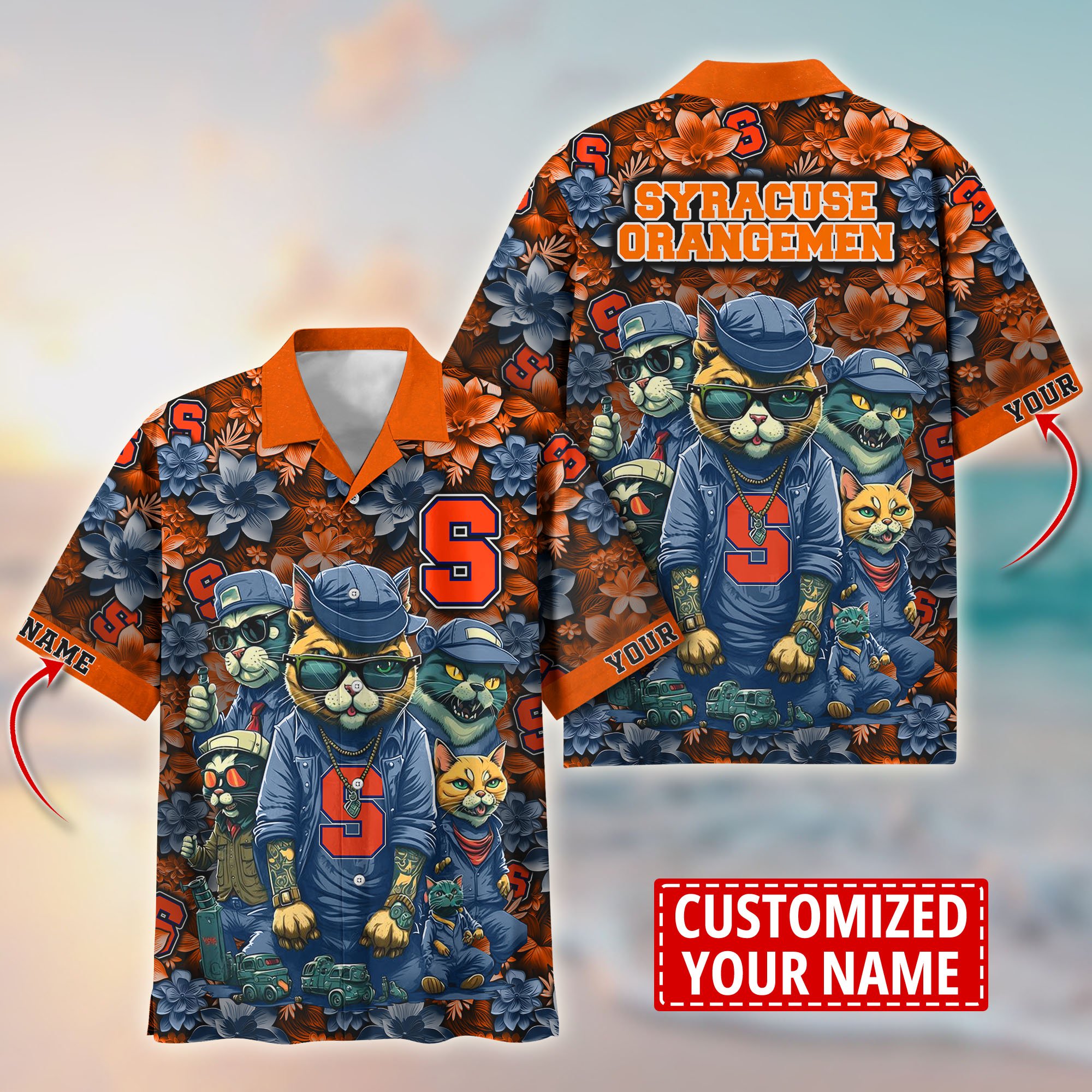 Syracuse Orange Custom Flower Hawaii Shirt And Tshirt For Fans, Summer Football Shirts TT58727