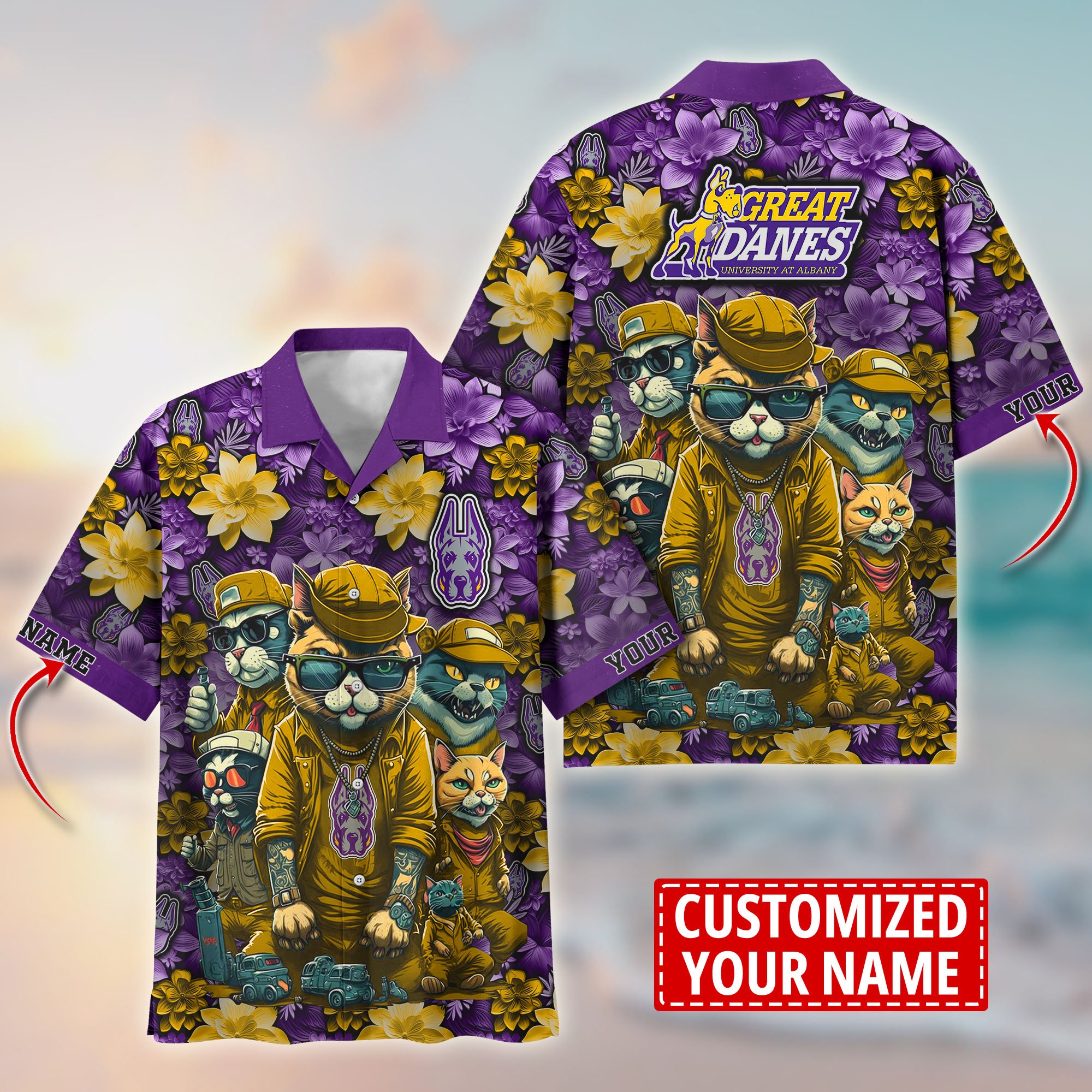 Albany Great Danes Custom Flower Hawaii Shirt And Tshirt For Fans, Summer Football Shirts TT58727