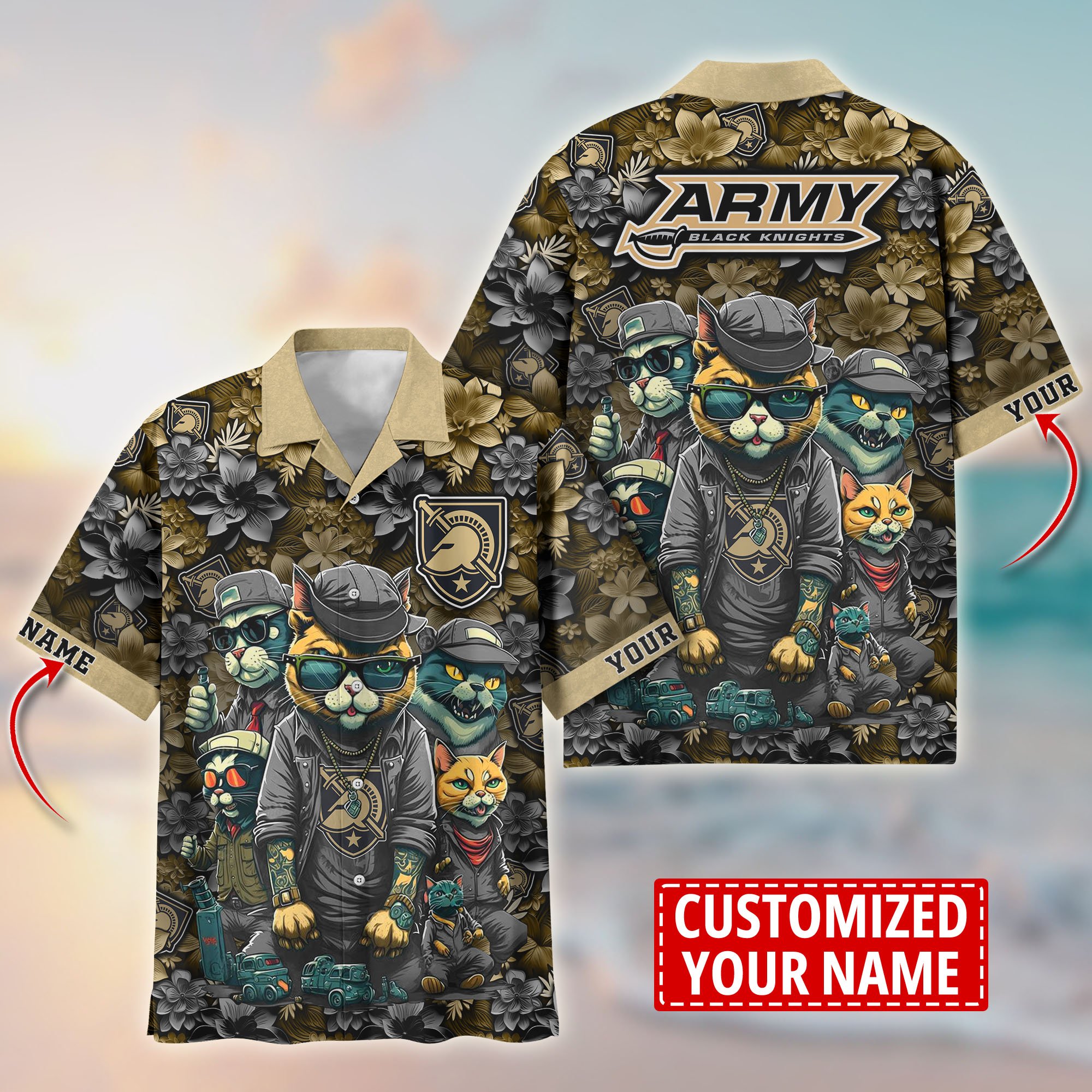 Army Black Knights Custom Flower Hawaii Shirt And Tshirt For Fans, Summer Football Shirts TT58727