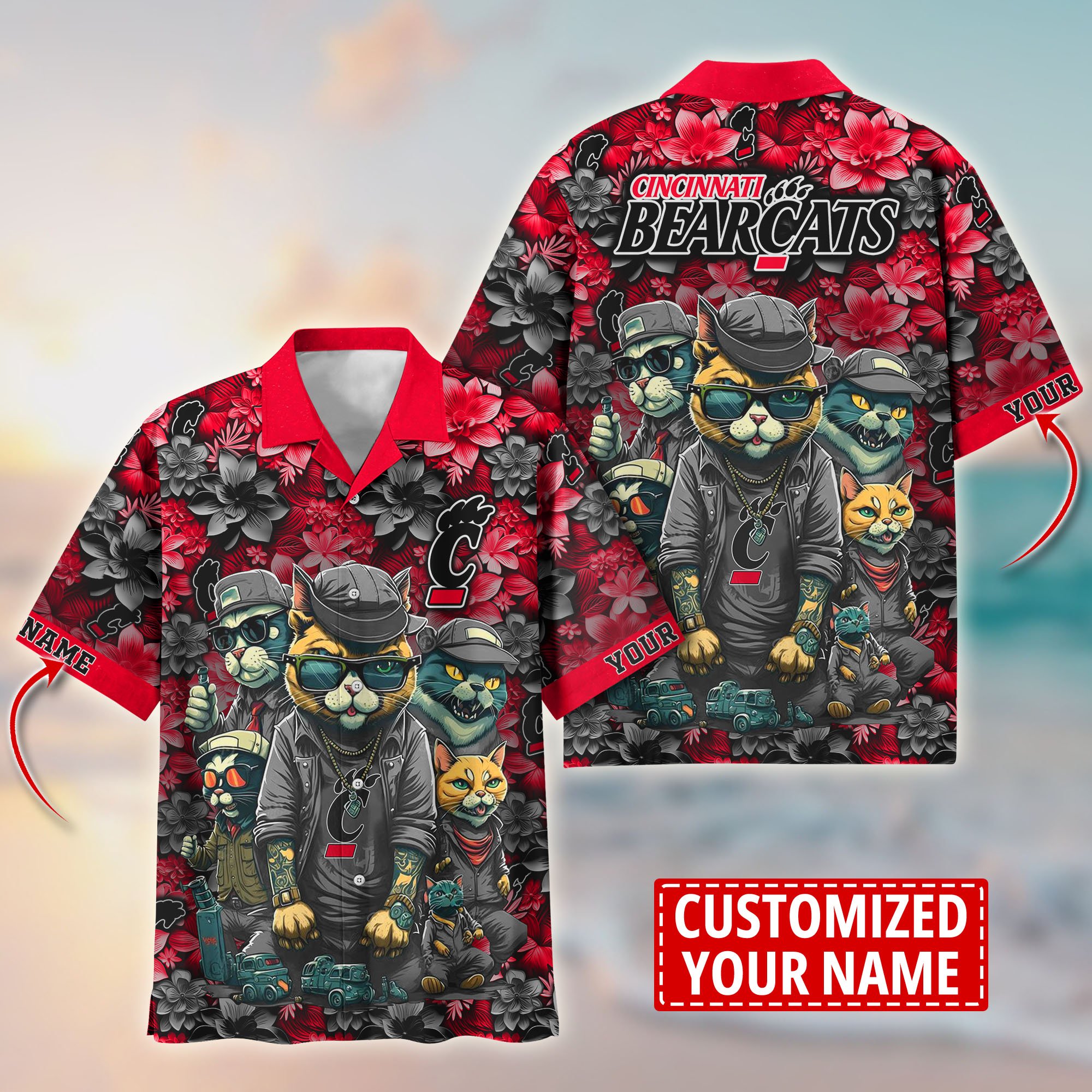 Cincinnati Bearcats Custom Flower Hawaii Shirt And Tshirt For Fans, Summer Football Shirts TT58727