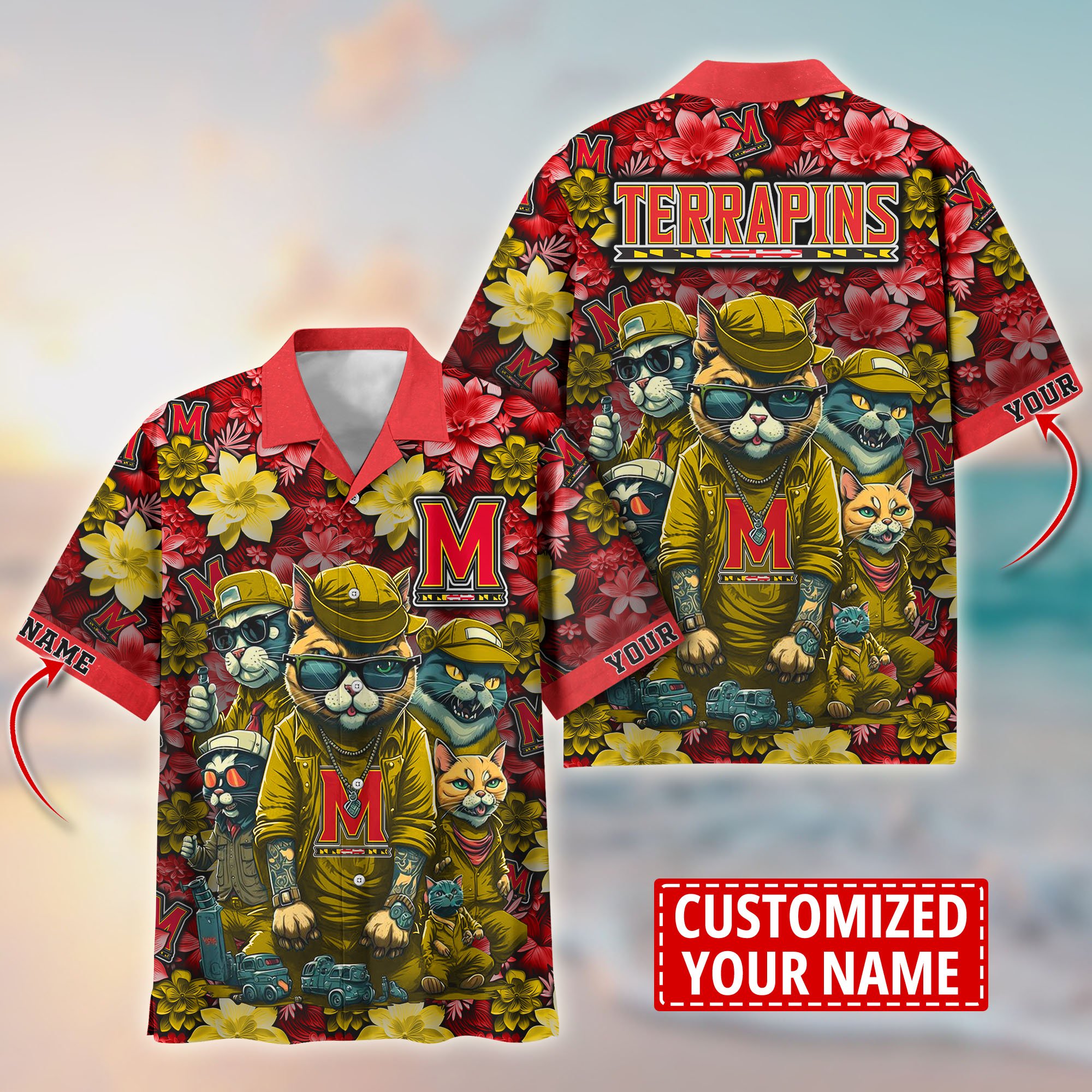 Maryland Terrapins Custom Flower Hawaii Shirt And Tshirt For Fans, Summer Football Shirts TT58727