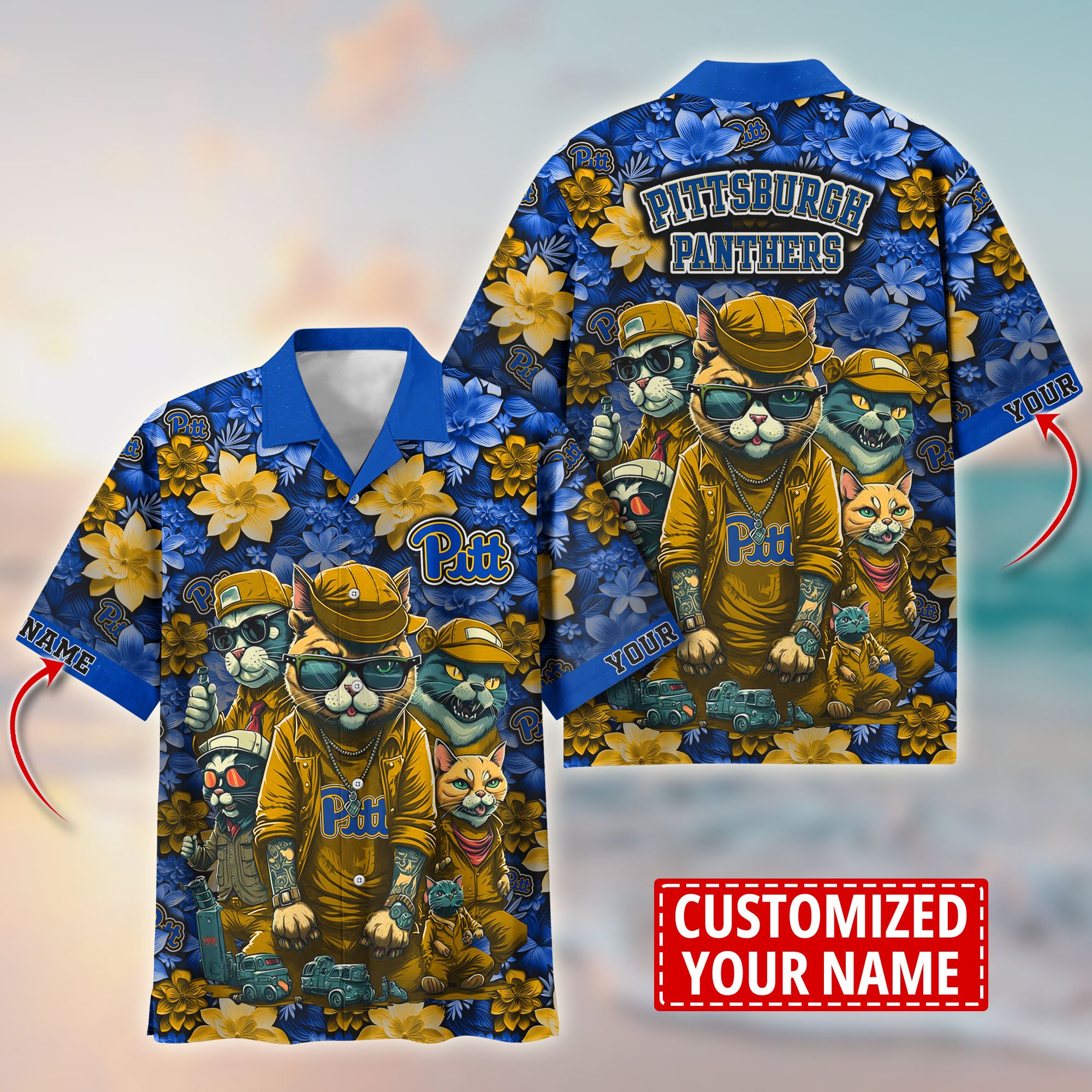 Pittsburgh Panthers Custom Flower Hawaii Shirt And Tshirt For Fans, Summer Football Shirts TT58727