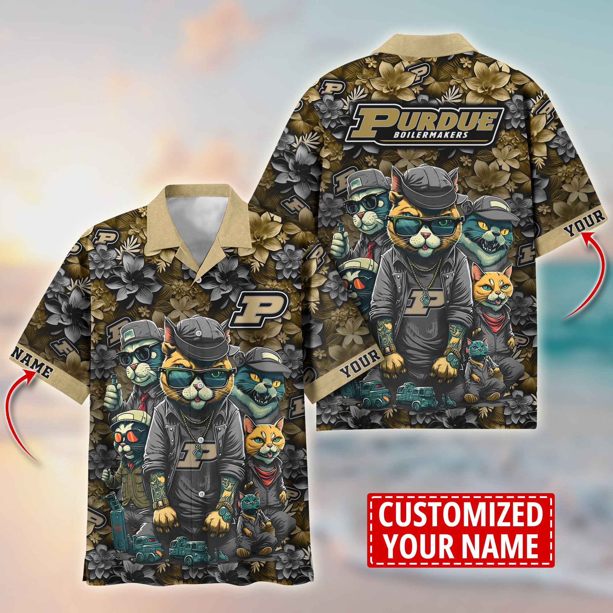 Purdue Boilermakers Custom Flower Hawaii Shirt And Tshirt For Fans, Summer Football Shirts TT58727