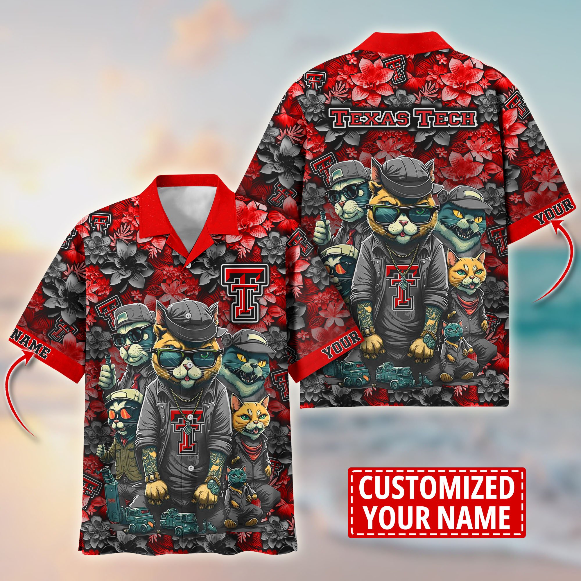 Texas Tech Red Raiders Custom Flower Hawaii Shirt And Tshirt For Fans, Summer Football Shirts TT58727