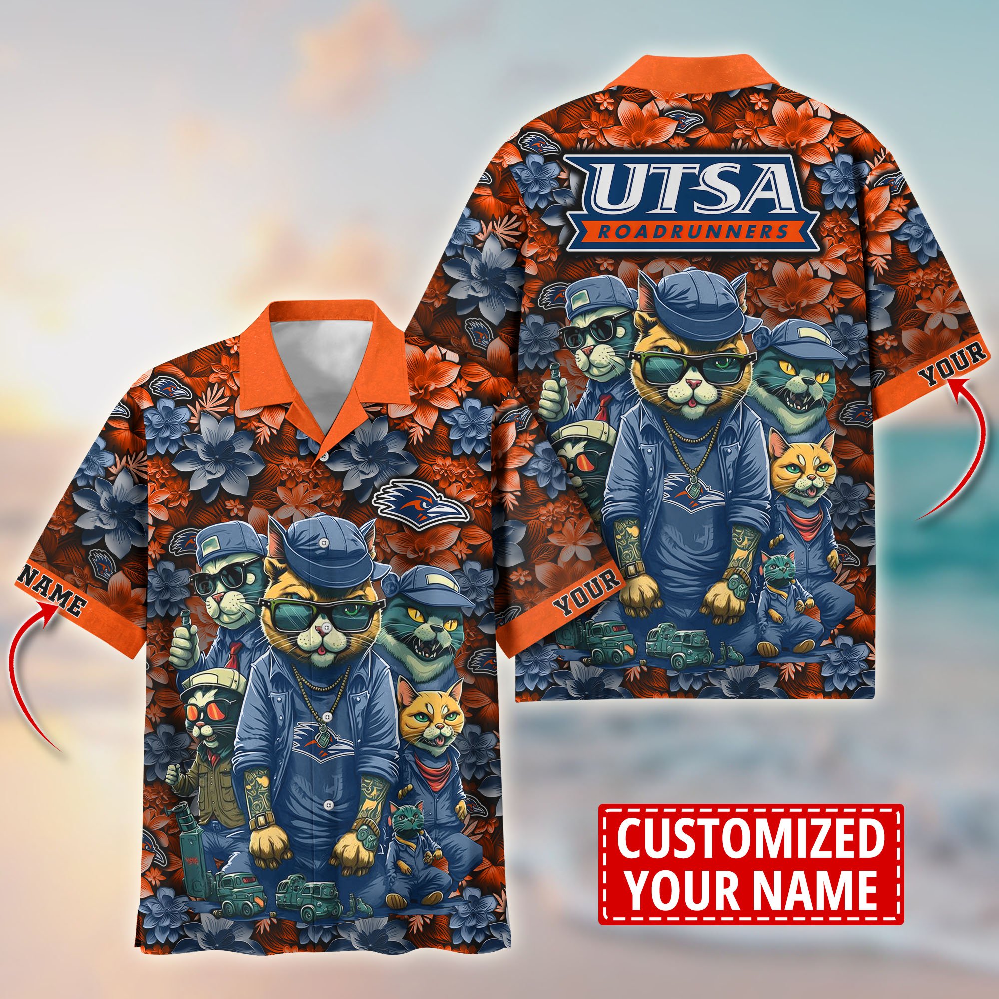 UTSA Roadrunners Custom Flower Hawaii Shirt And Tshirt For Fans, Summer Football Shirts TT58727