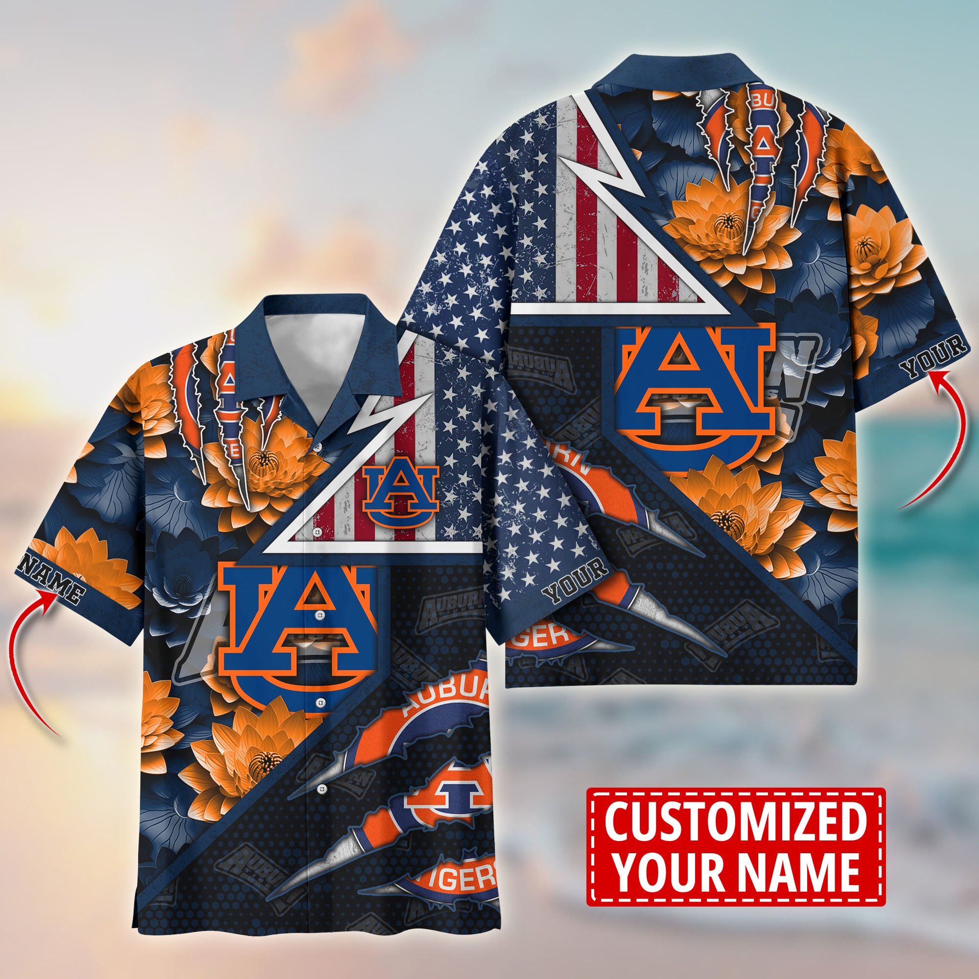 Auburn Tigers Customize Flower Hawaii Shirt For Fans, Summer Football Shirts TT59003