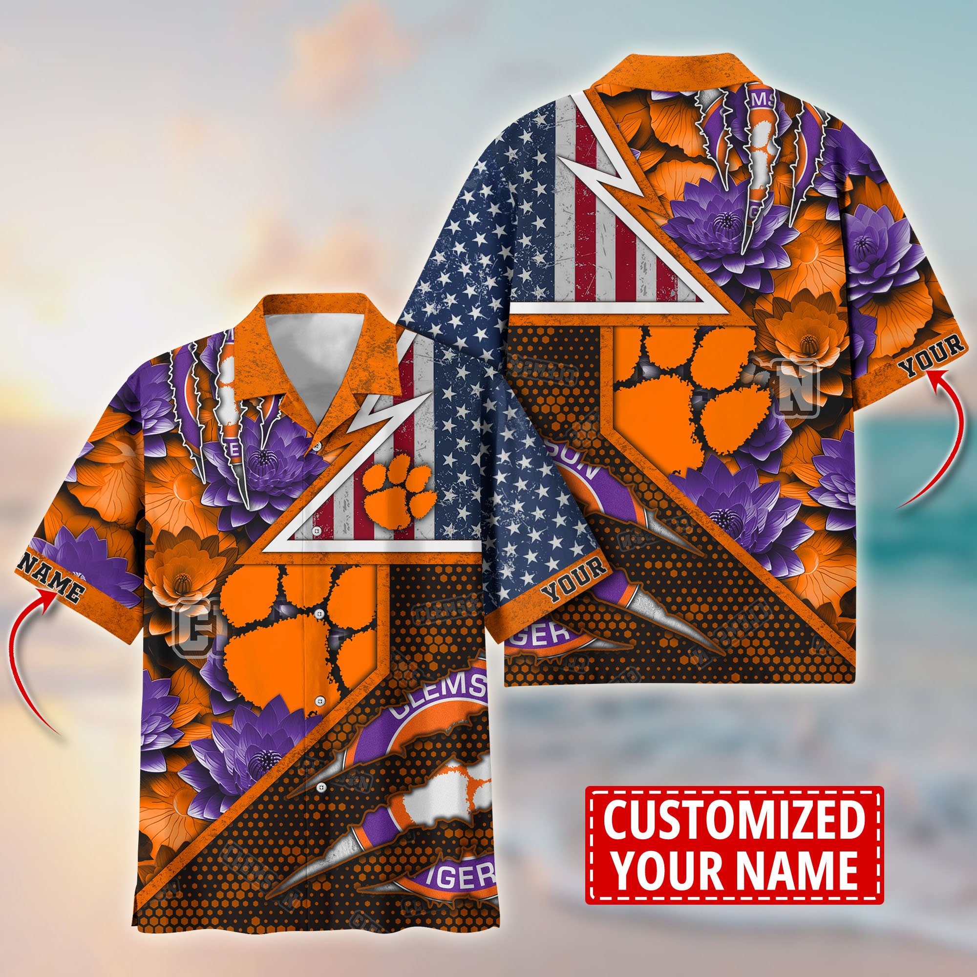 Clemson Tigers Customize Flower Hawaii Shirt For Fans, Summer Football Shirts TT59003