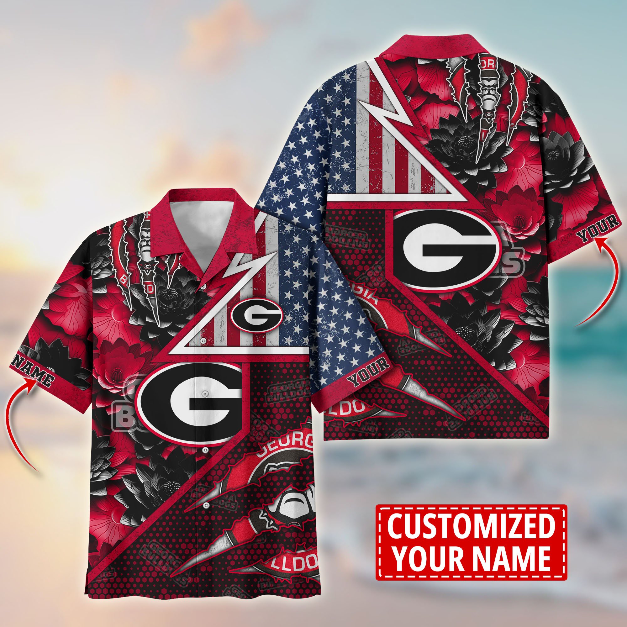 Georgia Bulldogs Customize Flower Hawaii Shirt For Fans, Summer Football Shirts TT59003