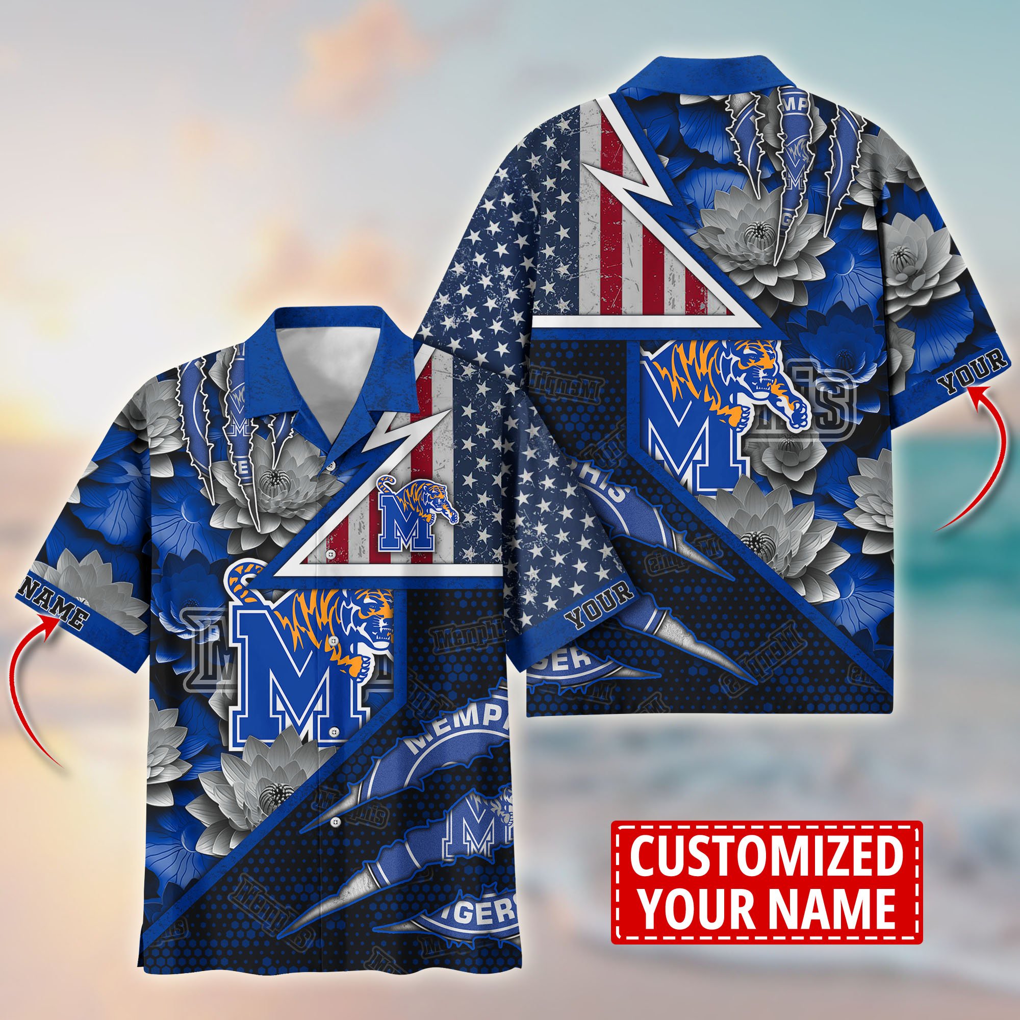 Memphis Tigers Customize Flower Hawaii Shirt For Fans, Summer Football Shirts TT59003