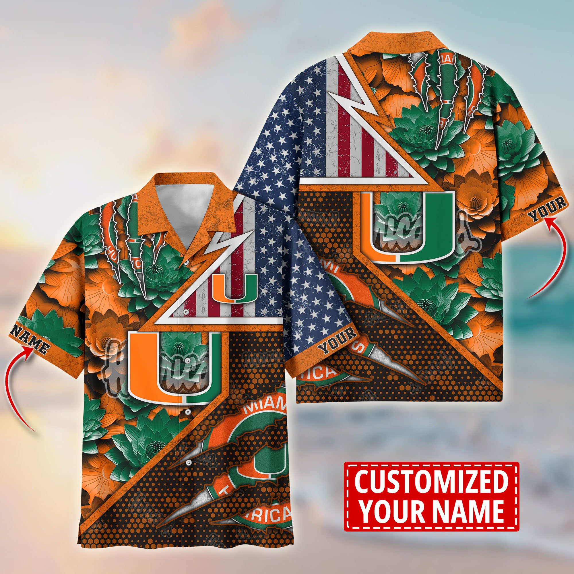 Miami Hurricanes Customize Flower Hawaii Shirt For Fans, Summer Football Shirts TT59003