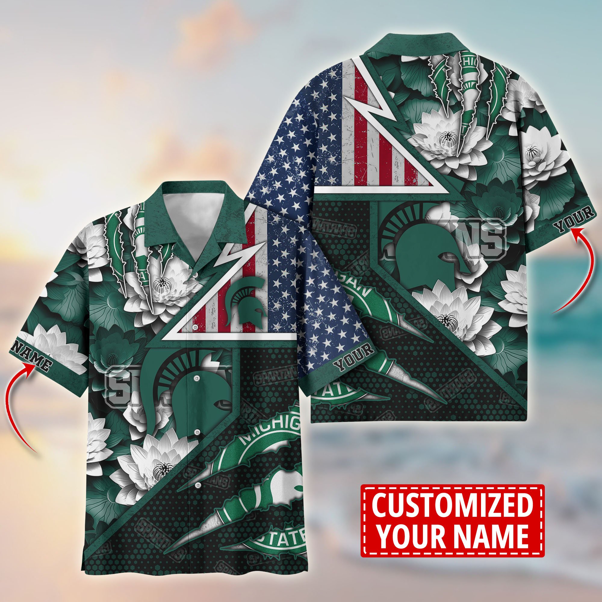 Michigan State Spartans Customize Flower Hawaii Shirt For Fans, Summer Football Shirts TT59003