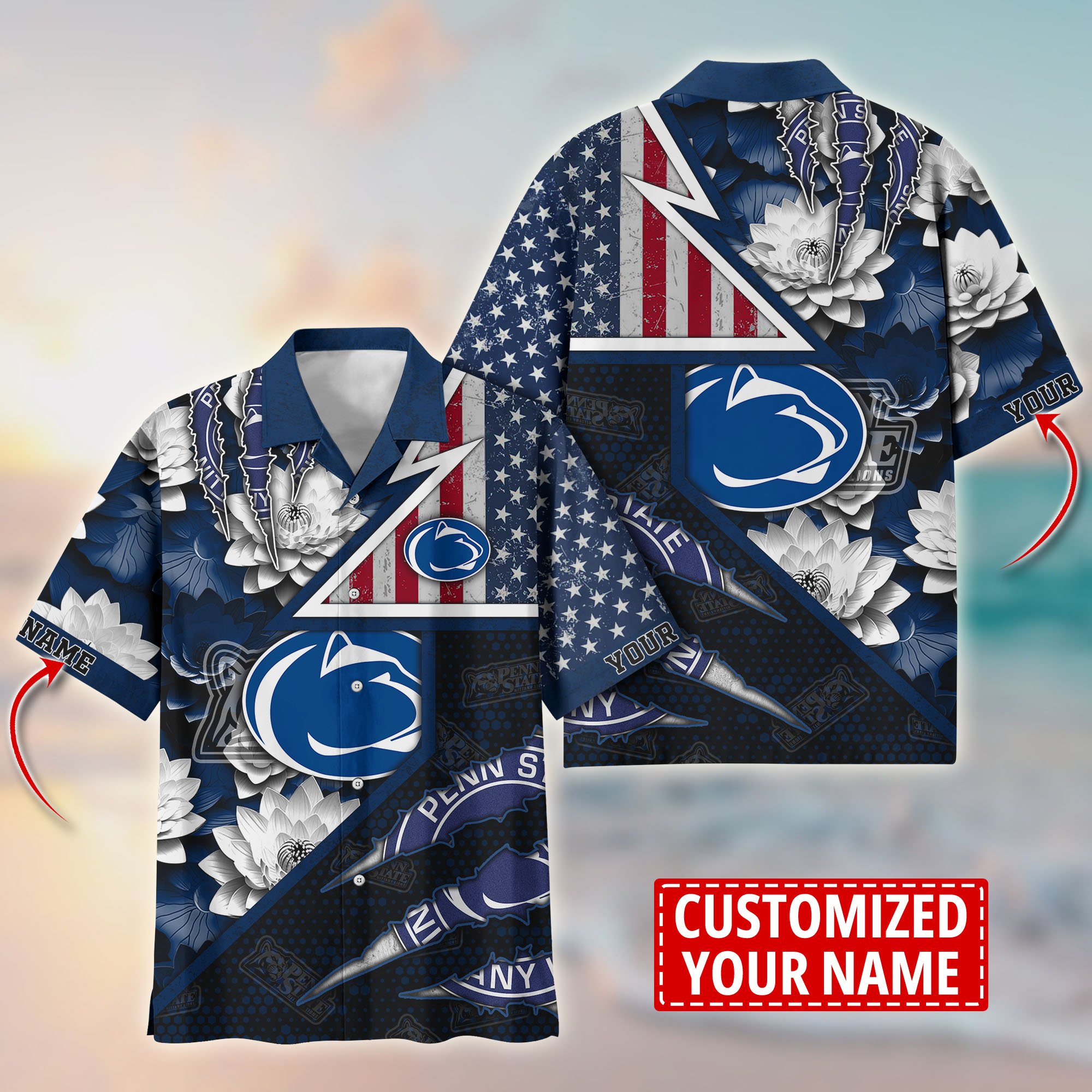 Penn State Nittany Lions Customize Flower Hawaii Shirt For Fans, Summer Football Shirts TT59003