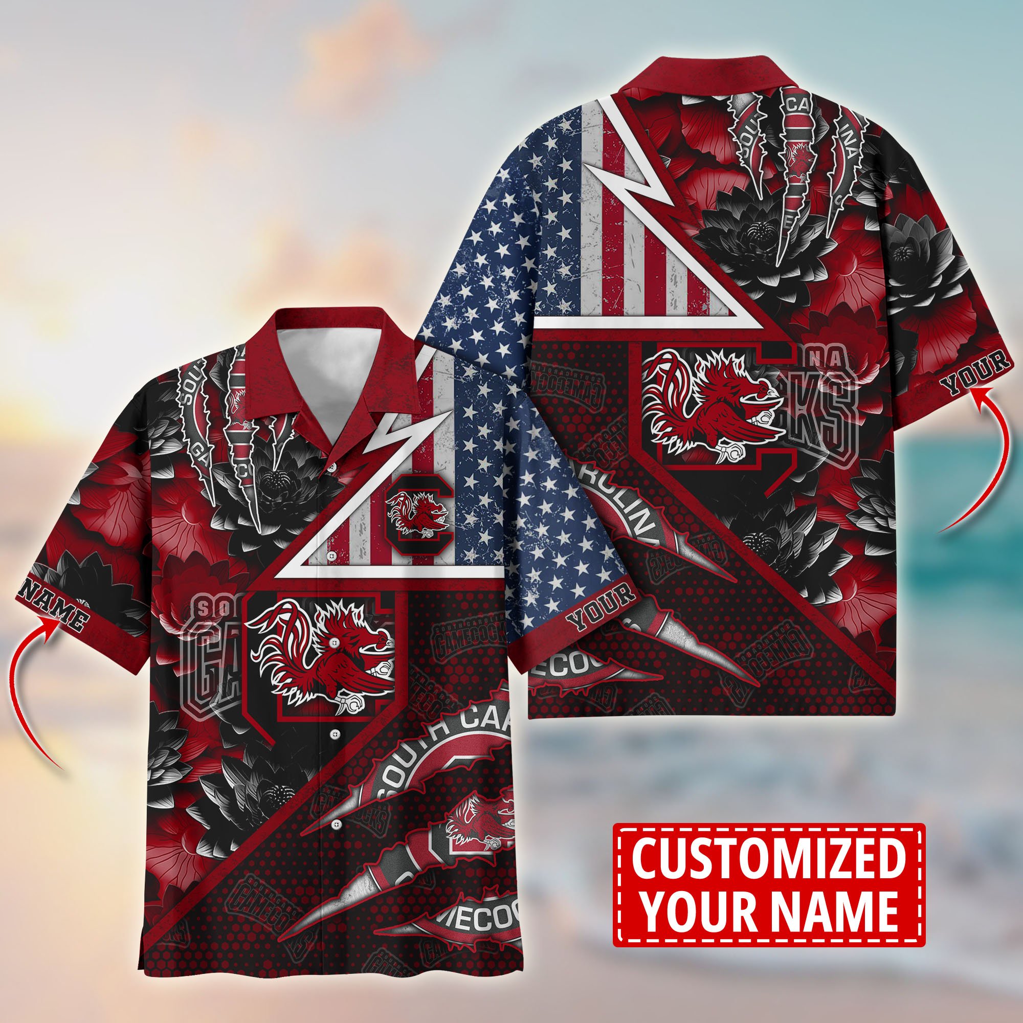 South Carolina Gamecocks Customize Flower Hawaii Shirt For Fans, Summer Football Shirts TT59003