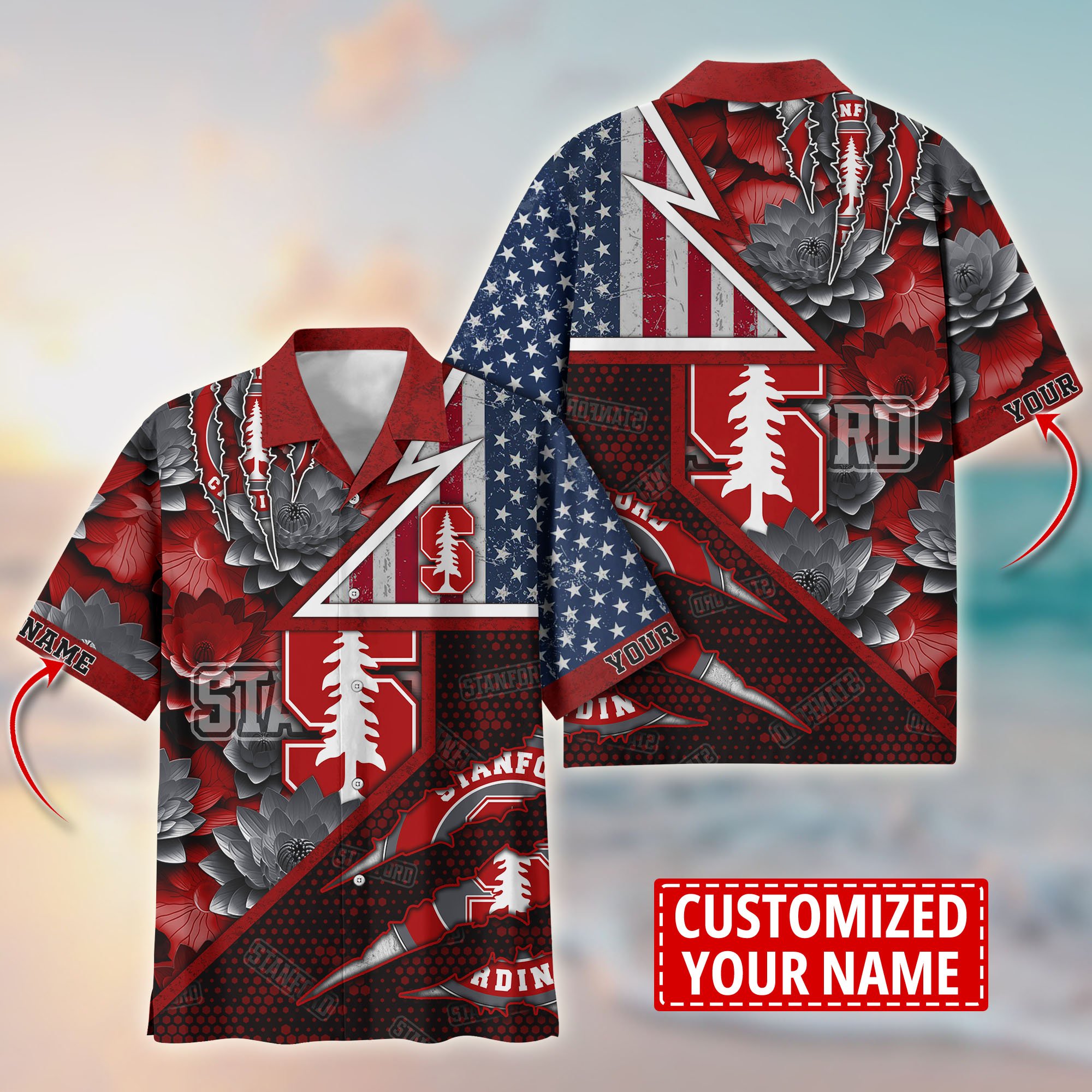 Stanford Cardinal Customize Flower Hawaii Shirt For Fans, Summer Football Shirts TT59003