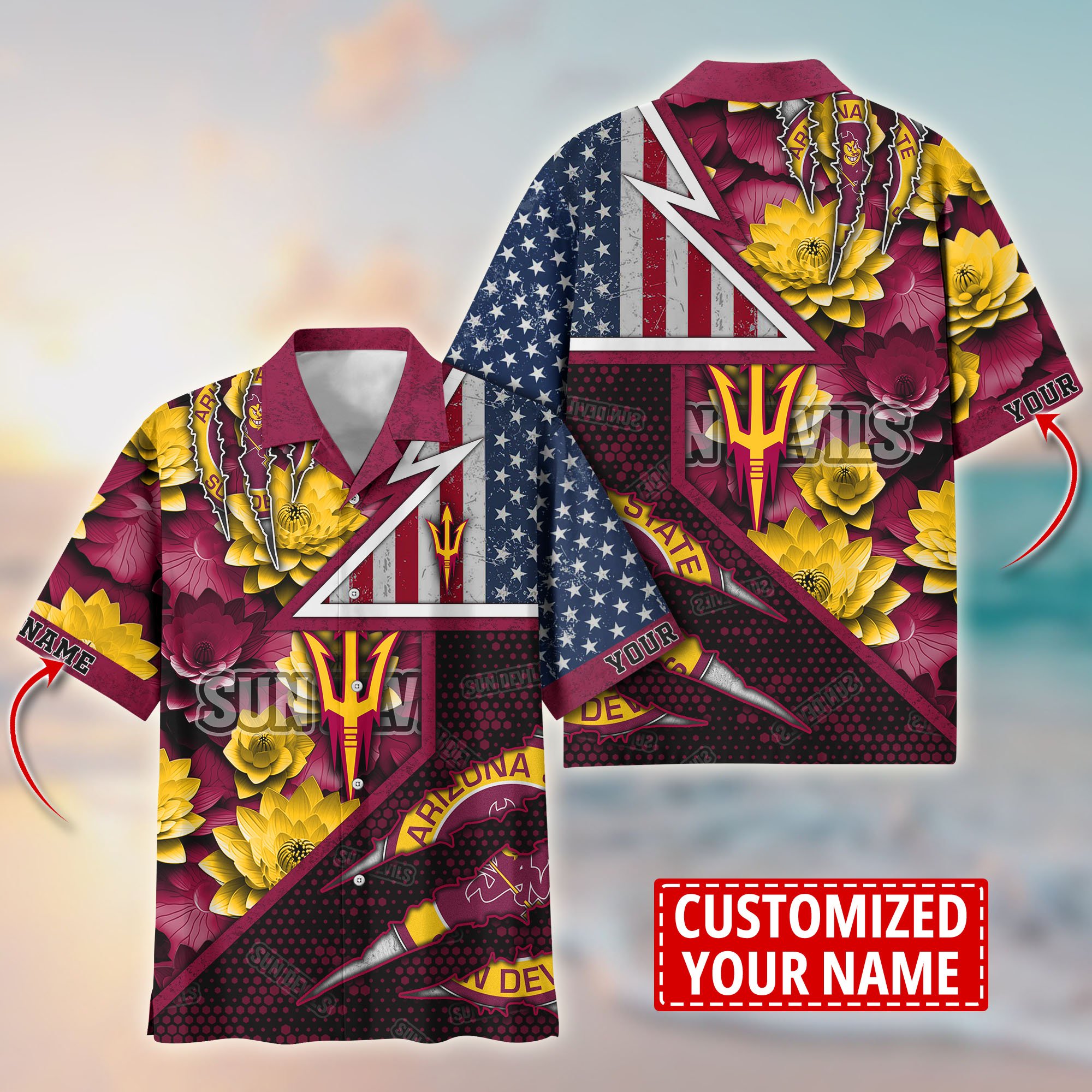 Arizona State Sun Devils Customize Flower Hawaii Shirt For Fans, Summer Football Shirts TT59003