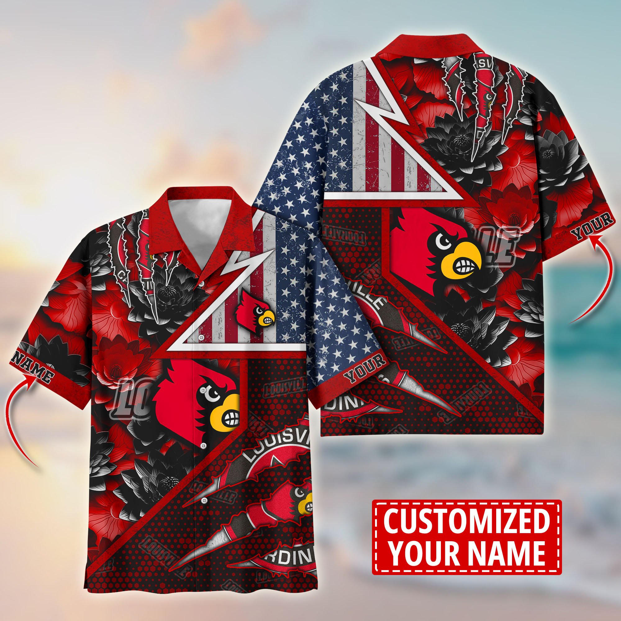 Louisville Cardinals Customize Flower Hawaii Shirt For Fans, Summer Football Shirts TT59003